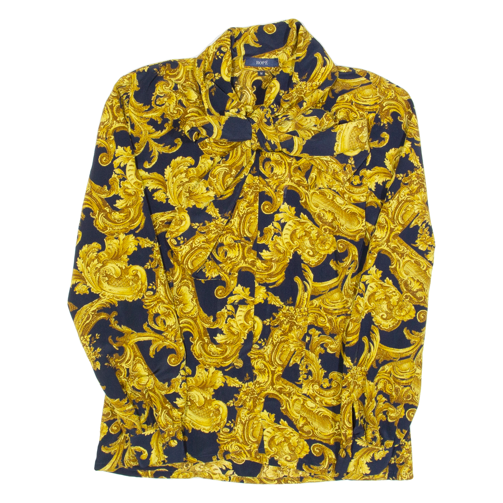 ROPE Womens Printed Shirt Gold Collared Long Sleeve Crazy Pattern S Refurbished - N/A refurbished available on Cerqular