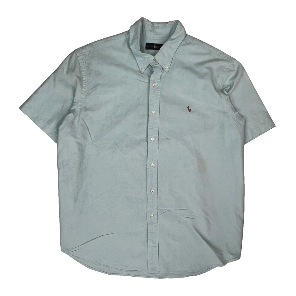 Ralph Lauren Short Sleeve Shirt - 2XL Blue Cotton Refurbished - Thrifted (note: this is a term often used to describe second- refurbished available on Cerqular