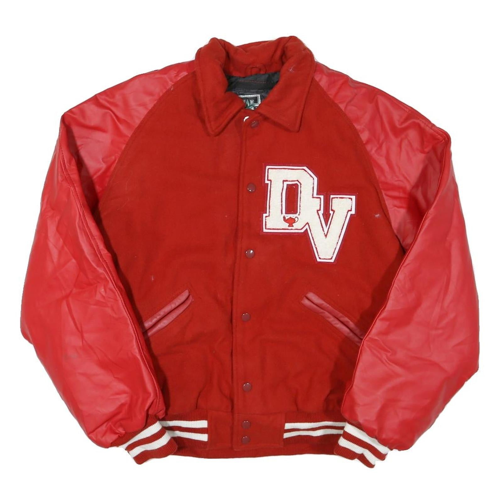CENTEX Mens Red Wool Varsity Jacket L Button Plain Classic Fit Retro Style Refurbished - N/A refurbished available on Cerqular