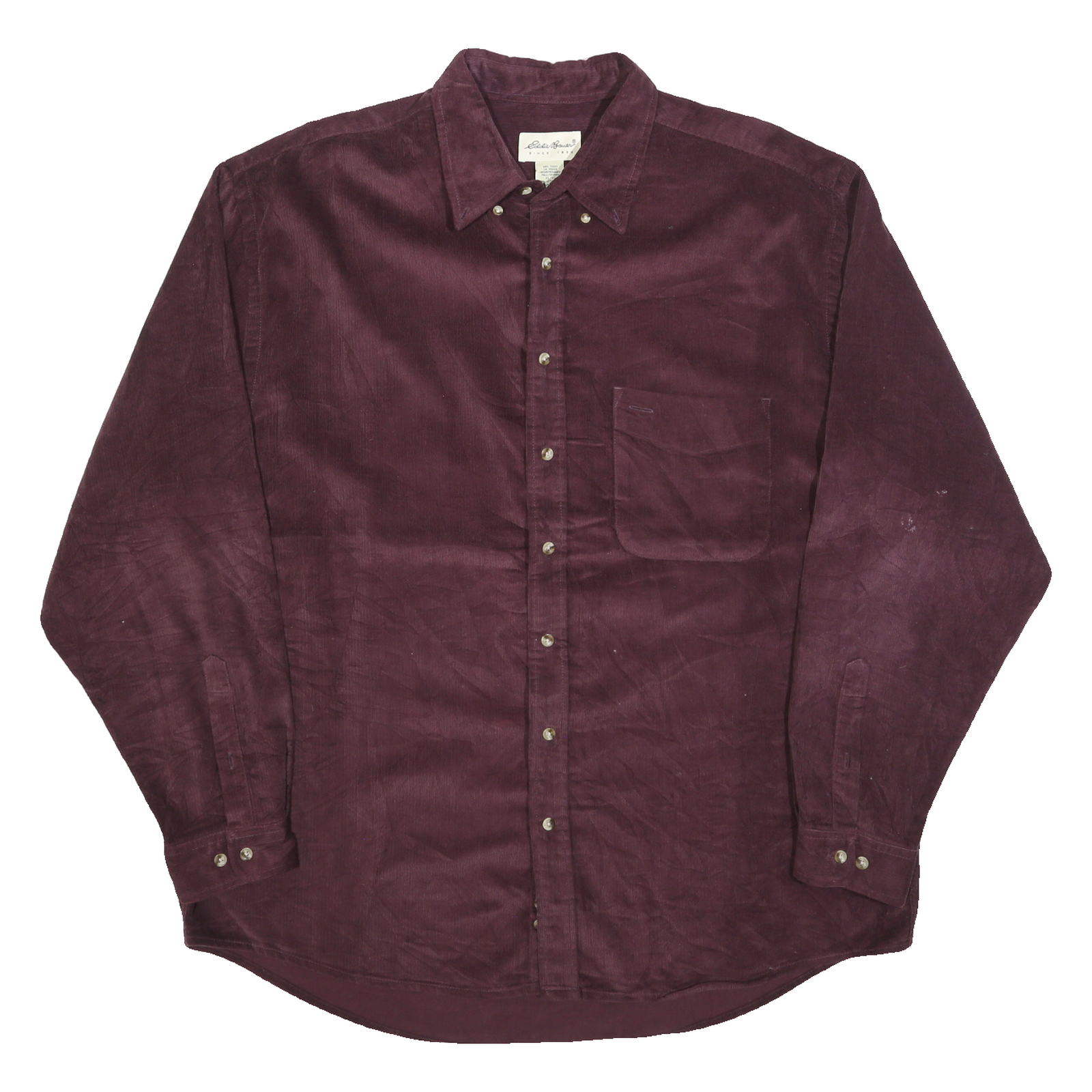 EDDIE BAUER Mens Maroon Plain Cotton Blend Shirt XL Casual Button-Up Refurbished - N/A refurbished available on Cerqular