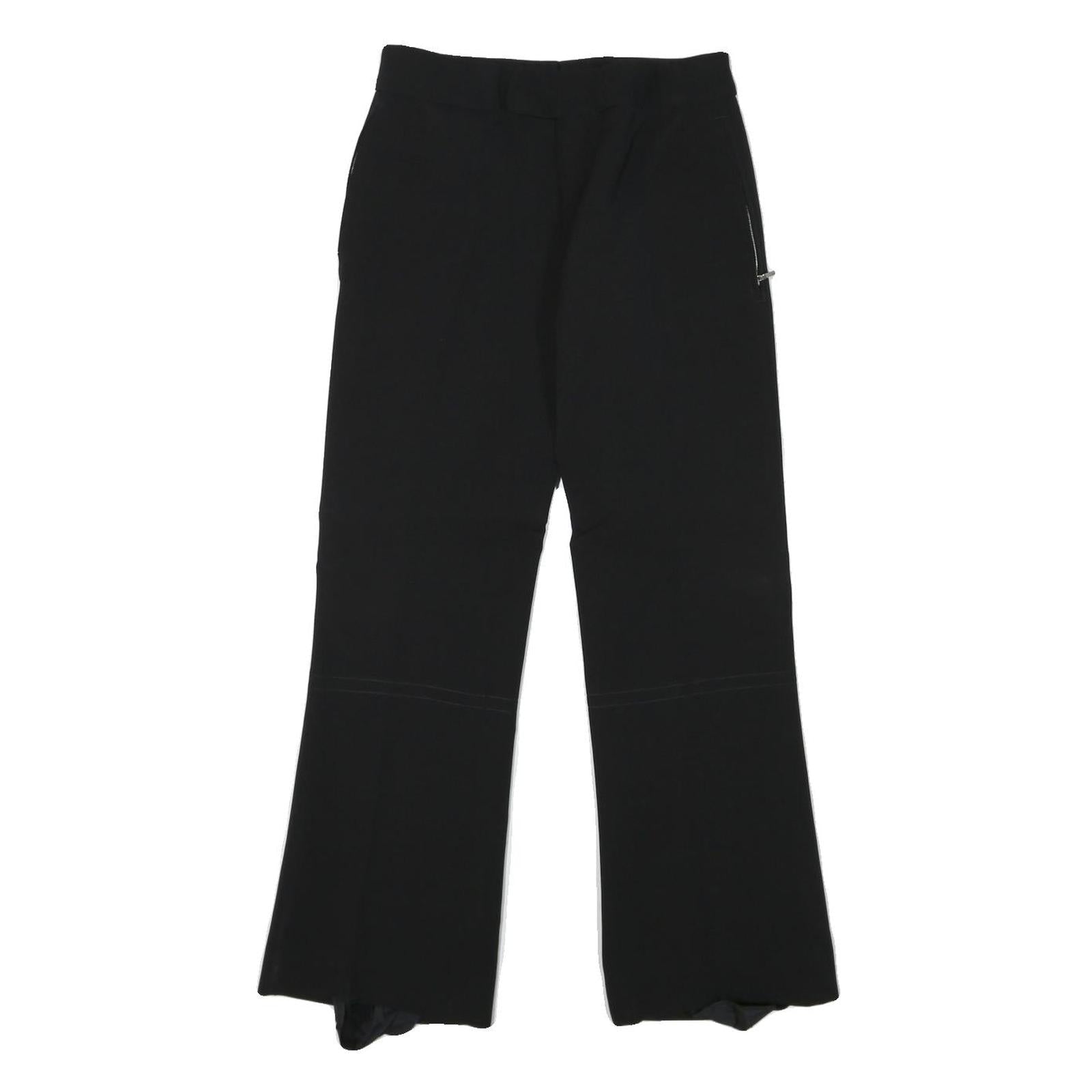 BRUNEX Womens Black Regular Fit Wide-Leg Cotton Blend Trousers W28 L28 Zip Refurbished - N/A refurbished available on Cerqular