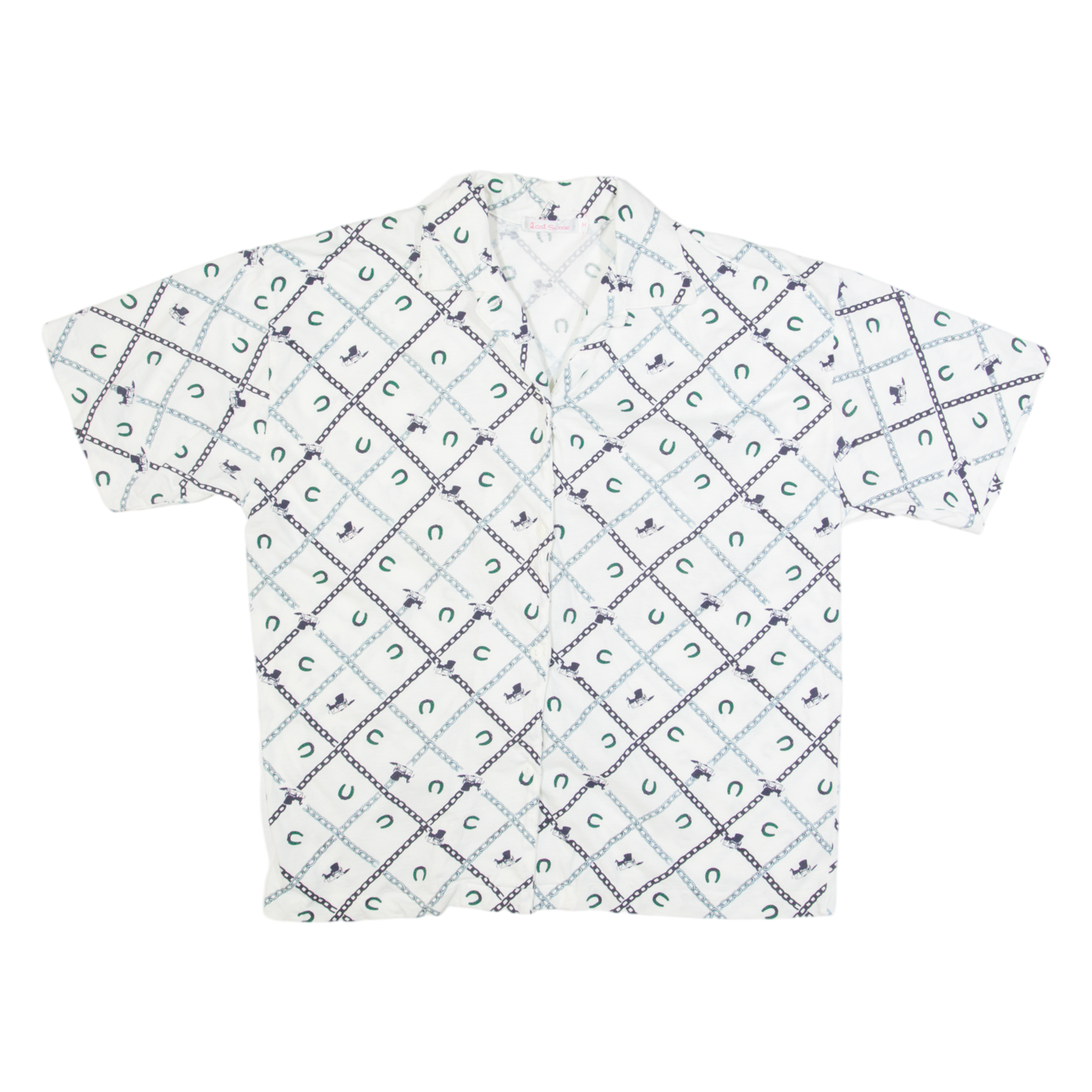 LAST SCENE Horses Womens Shirt White Check M Refurbished - N/A refurbished available on Cerqular