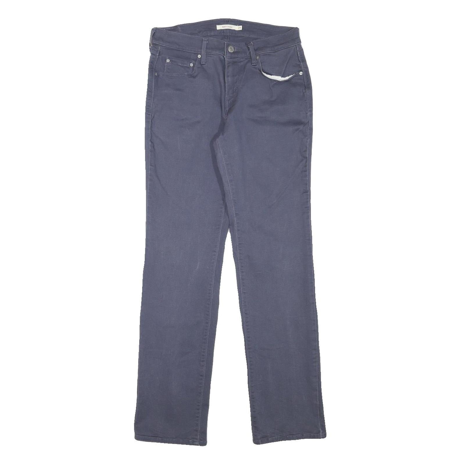 LEVI'S Womens Cotton Blend Blue Regular Straight Trousers W28 L30 Classic Fit Refurbished - N/A refurbished available on Cerqular
