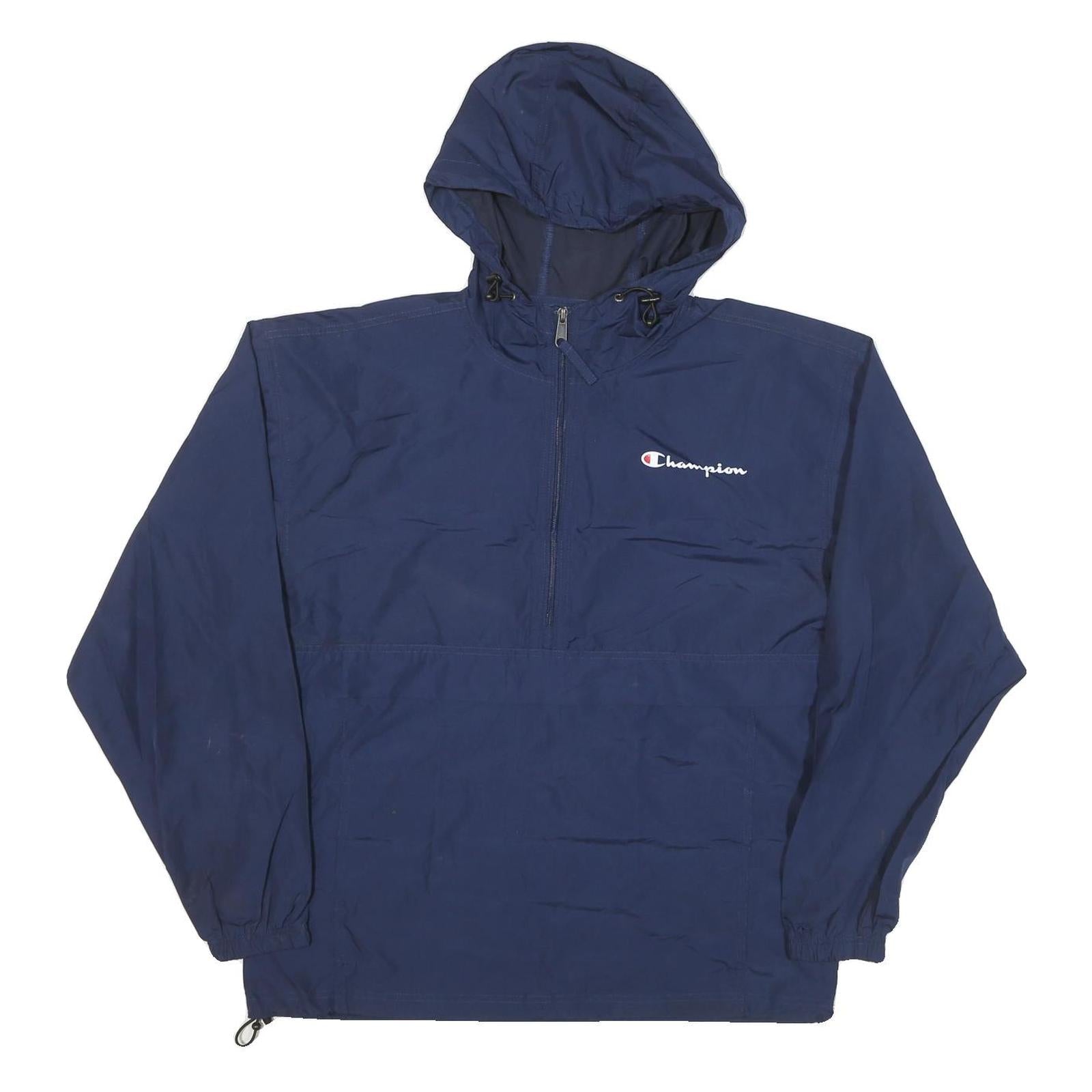 CHAMPION Mens Blue Nylon Hooded Zip Jacket M Lightweight Sportswear Refurbished - N/A refurbished available on Cerqular