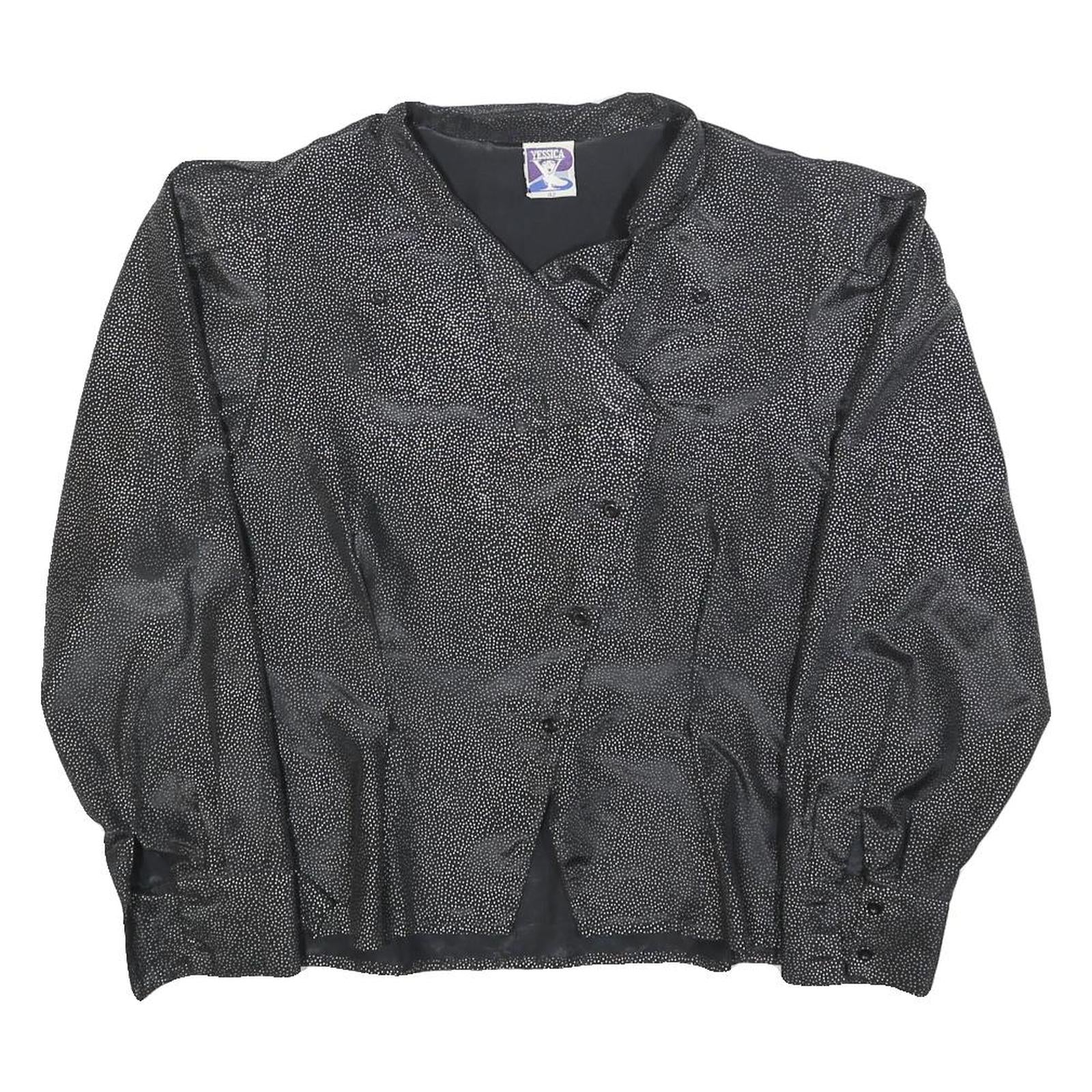 YESSICA Womens Black Printed Blouse Long Sleeve Button Neck L Stylish Refurbished - N/A refurbished available on Cerqular