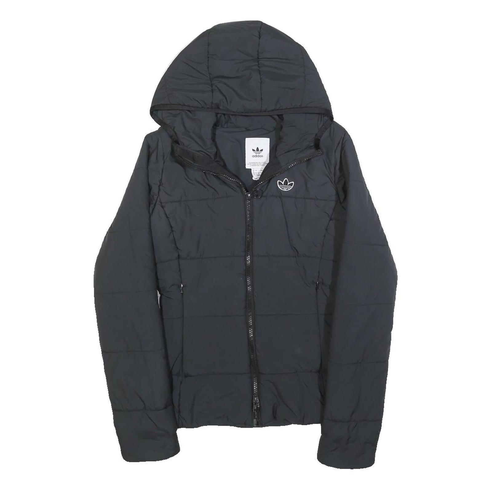 ADIDAS Womens Black Puffer Jacket UK 8 Polyester Hooded Zip Pocketed Refurbished - N/A refurbished available on Cerqular