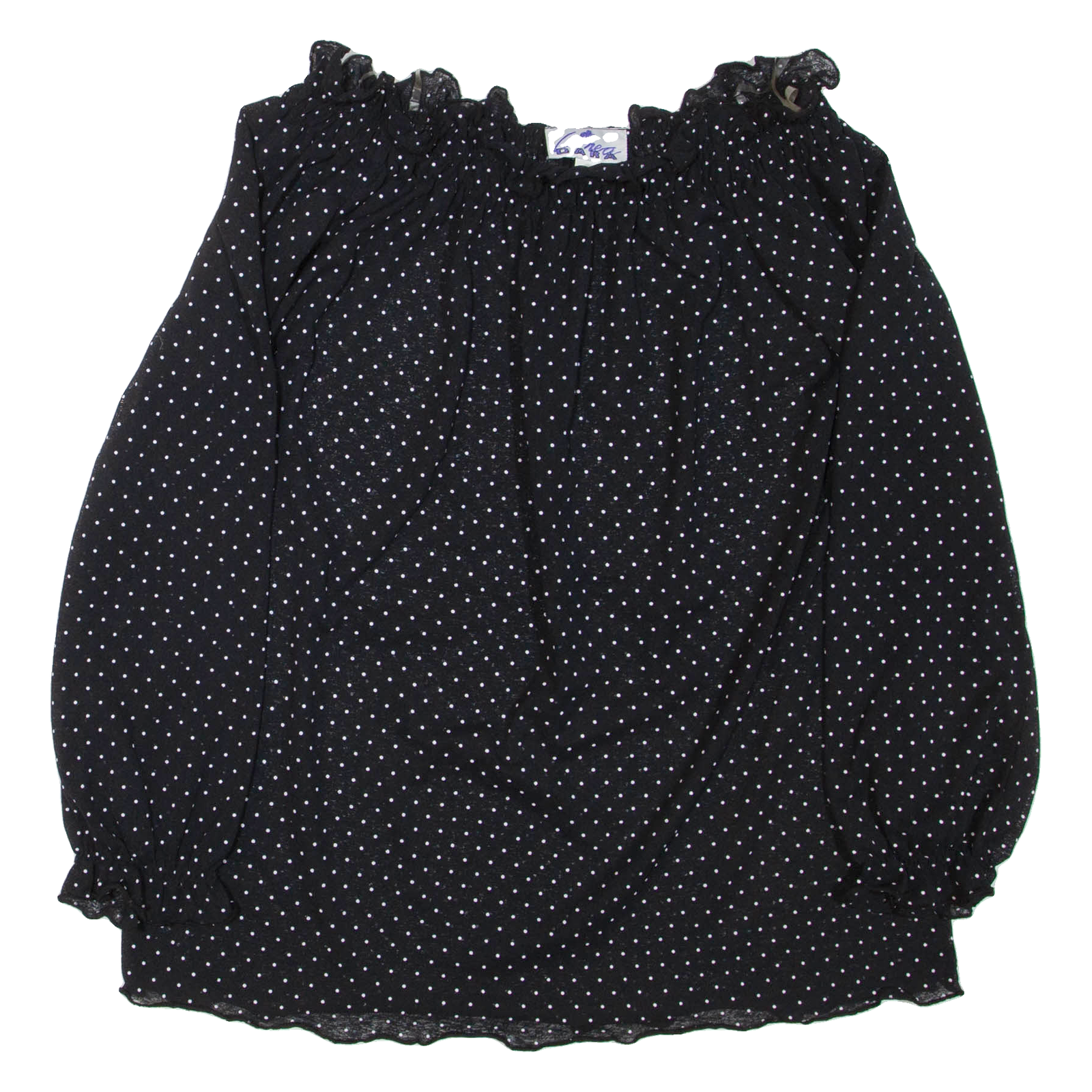 Womens Off Shoulder Top Black Long Sleeve Spotted L Refurbished - N/A refurbished available on Cerqular