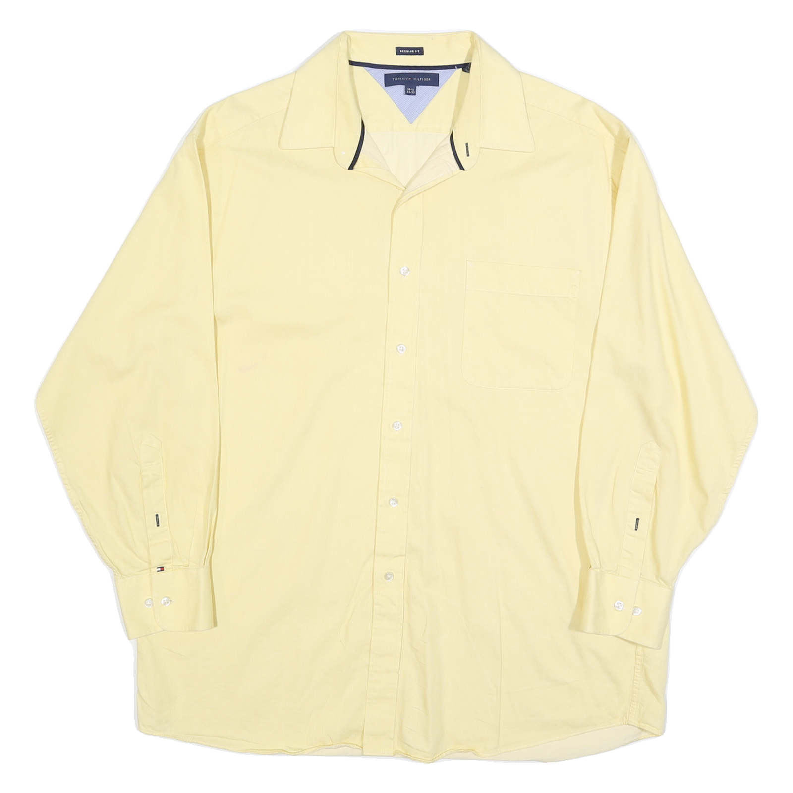 TOMMY HILFIGER Mens Yellow Cotton Blend Shirt 2XL Long Sleeve Classic Fit Refurbished - N/A refurbished available on Cerqular