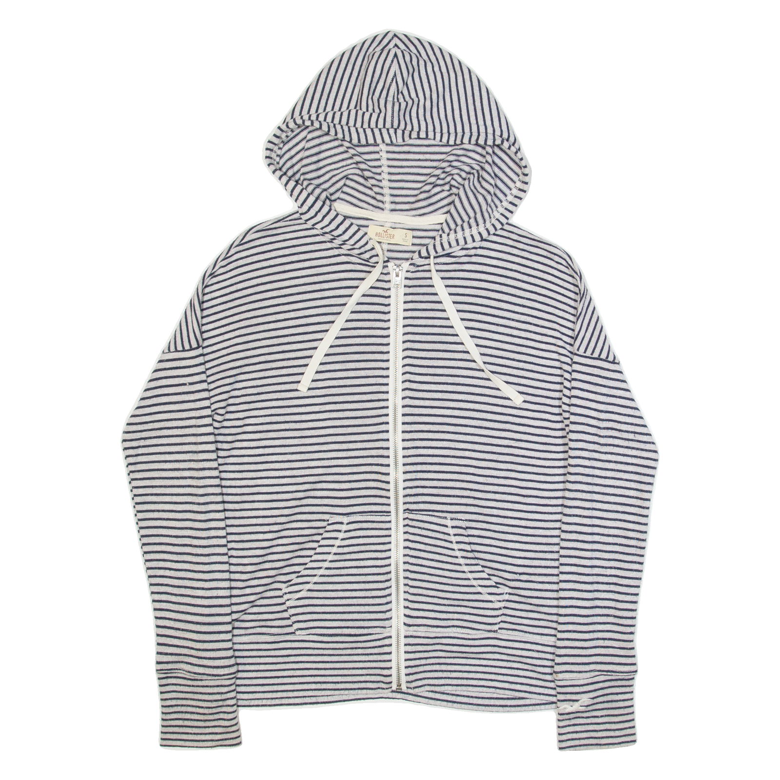 HOLLISTER Hooded Womens Patterned Cardigan Black Striped High Neck Tight Knit S Refurbished - N/A refurbished available on Cerqular