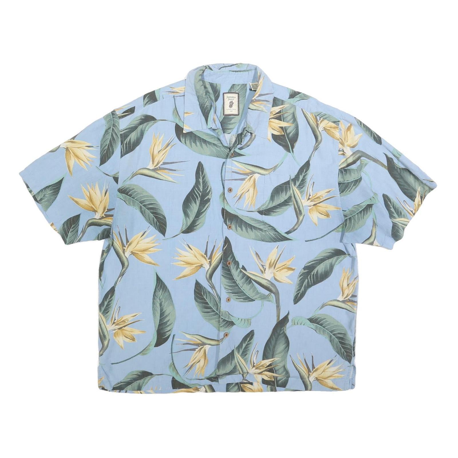 JAMAICA JAXX Mens Blue Silk Hawaiian Shirt 2XL Tropical Floral Print Summer Refurbished - N/A refurbished available on Cerqular
