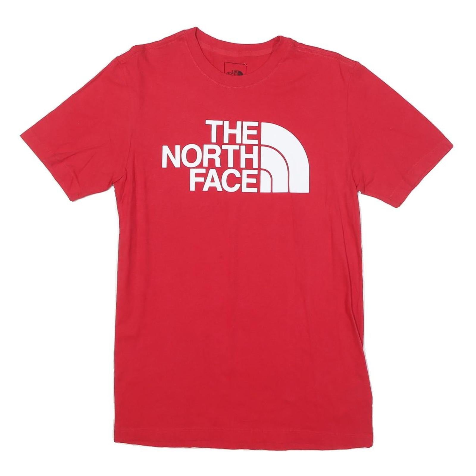 THE NORTH FACE Mens Red Cotton Blend T-Shirt S Short Sleeve Crew Neck Logo Refurbished - N/A refurbished available on Cerqular