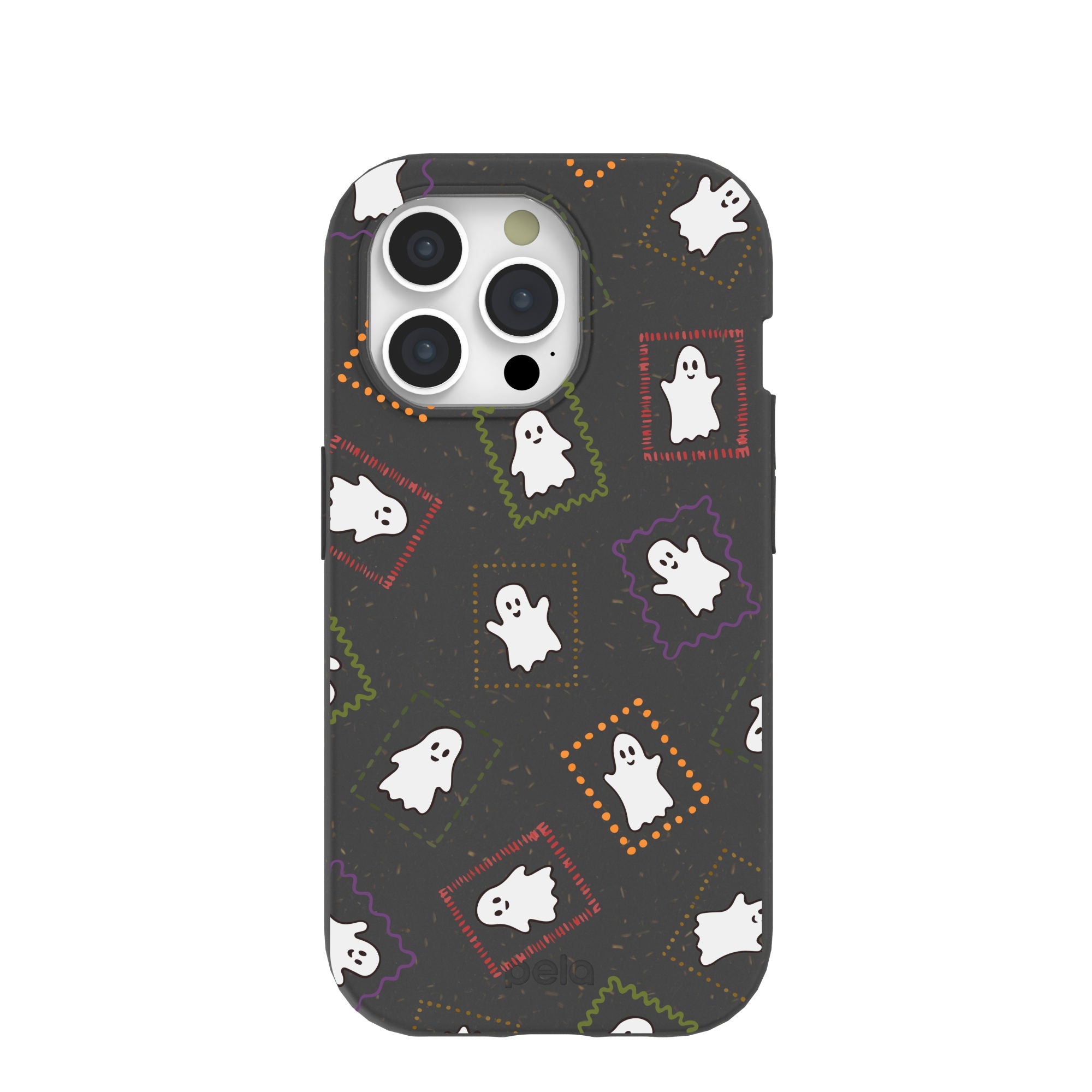 Black Ghost Stamps iPhone 15 Pro Case Refurbished - Pela Case refurbished available on Cerqular