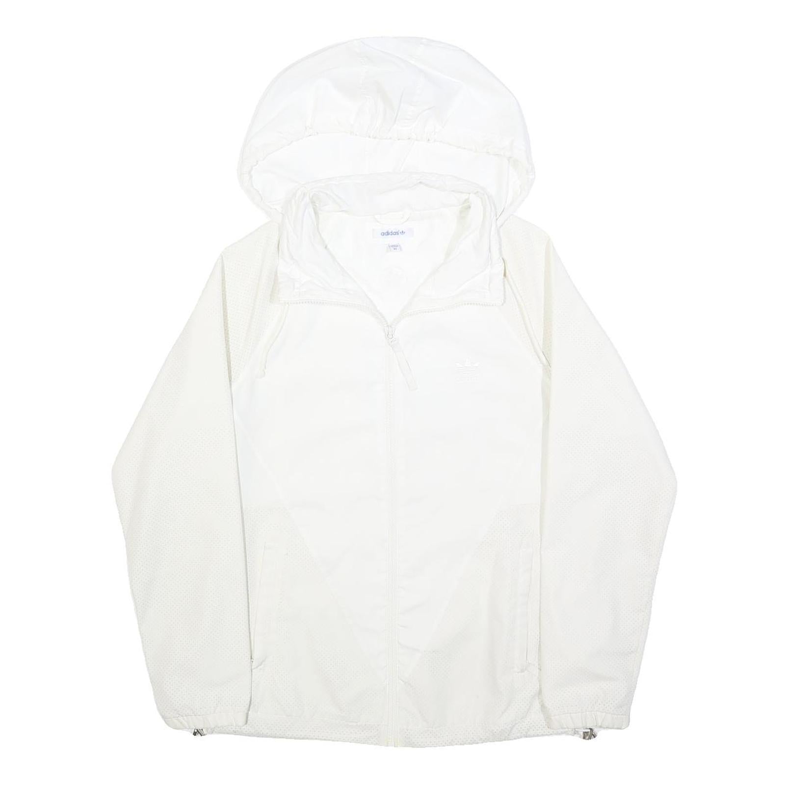 ADIDAS Womens White Hooded Zip Jacket S Polyester Blend Plain Lightweight Refurbished - N/A refurbished available on Cerqular