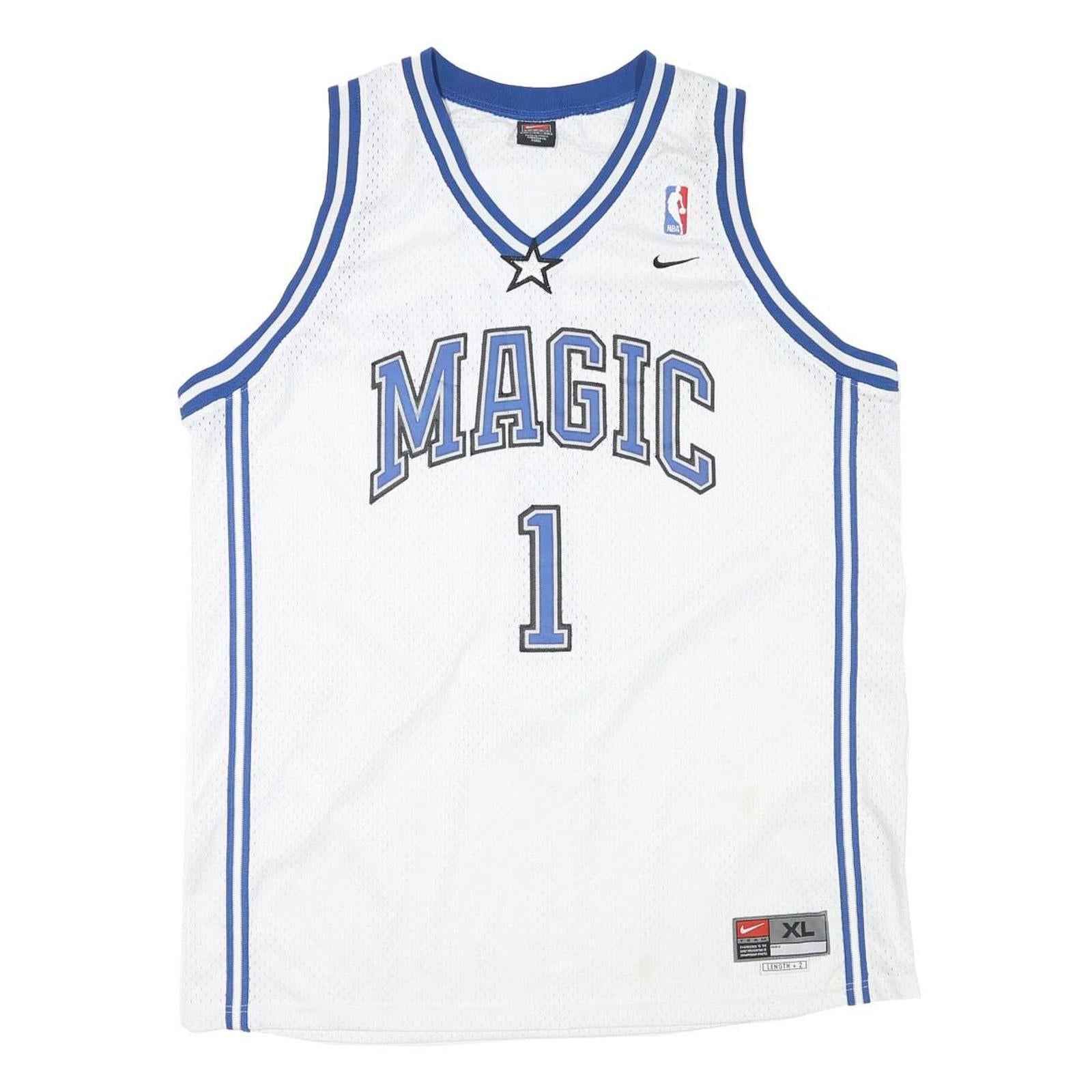 NIKE Mens White & Blue Magic McGrady Basketball Jersey XL Sleeveless V-Neck NBA Refurbished - N/A refurbished available on Cerqular
