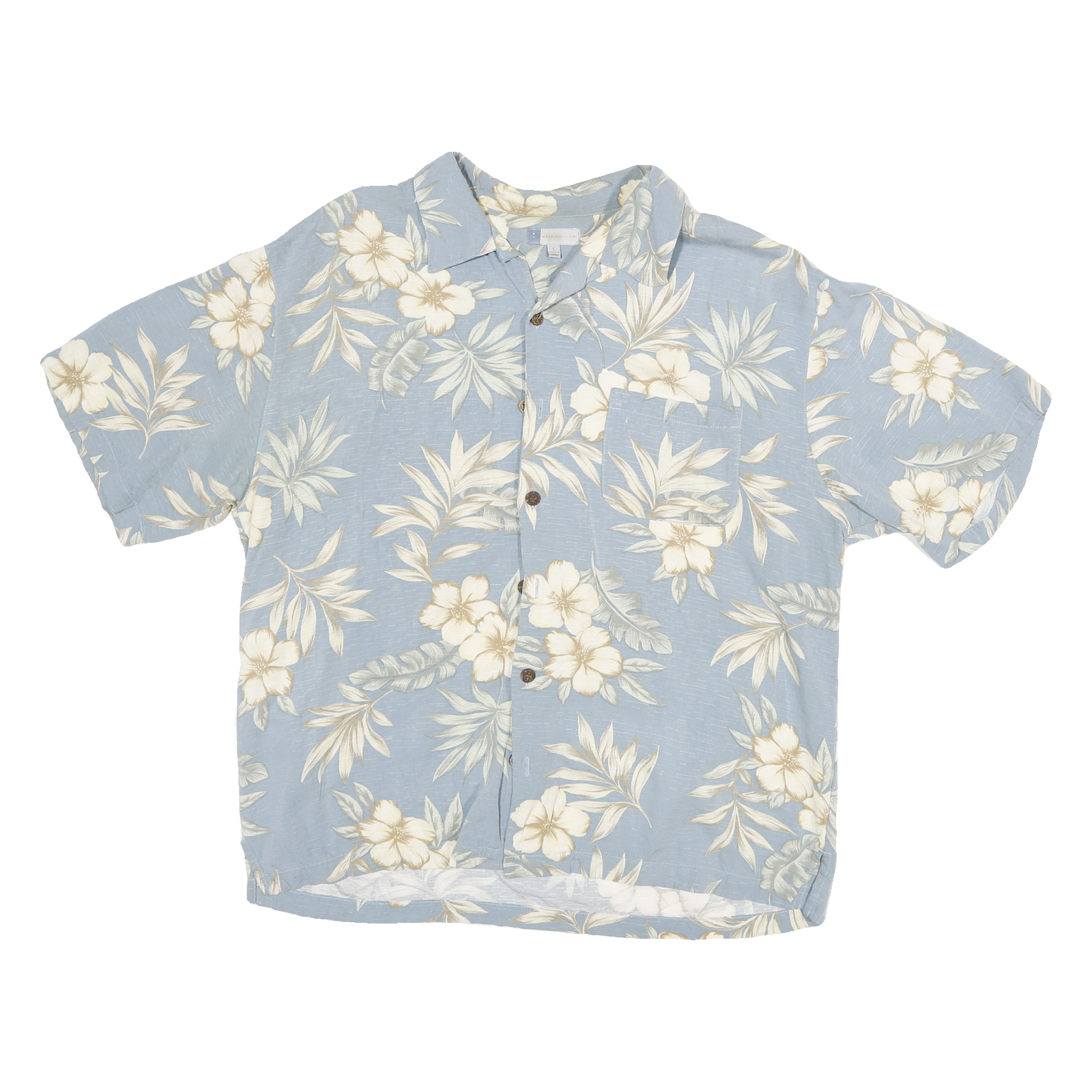 HALFMOON BAY Mens Blue Floral Cotton Blend Shirt L Casual Hawaiian Style Summer Refurbished - N/A refurbished available on Cerqular