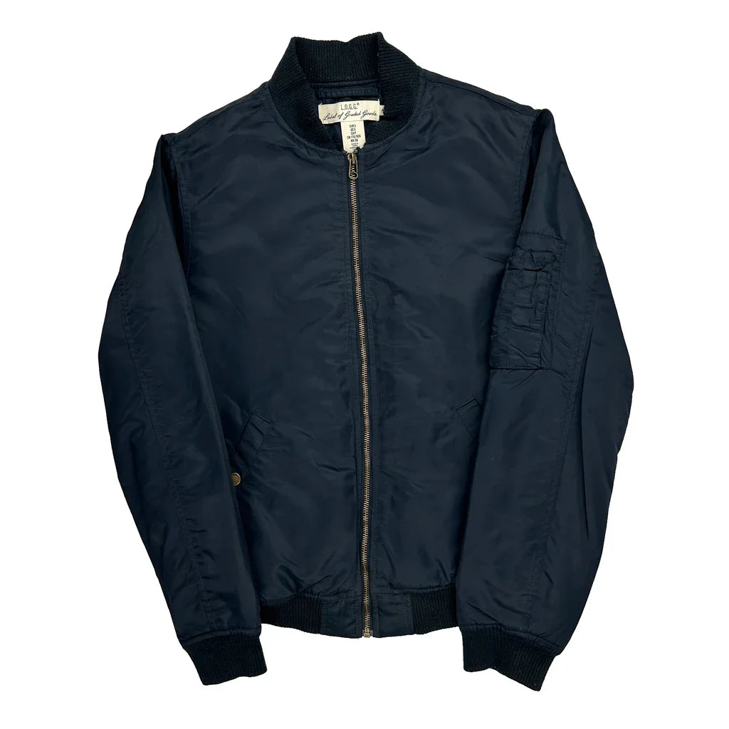 H&M Bomber Jacket - Small Navy Polyester Refurbished - Thrifted (note: this is a term often used to describe second- refurbished available on Cerqular