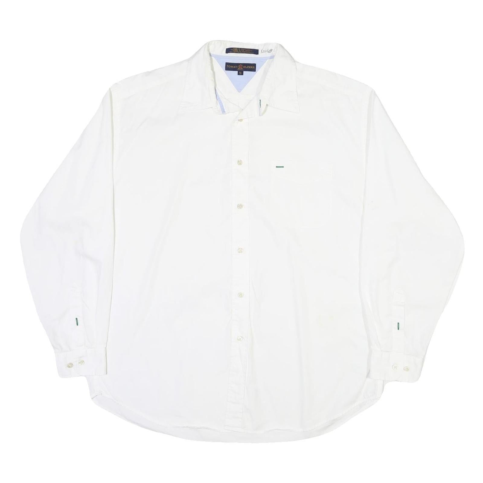 TOMMY HILFIGER Mens White Cotton Blend Shirt XL Classic Long Sleeve Button Down Refurbished - N/A refurbished available on Cerqular