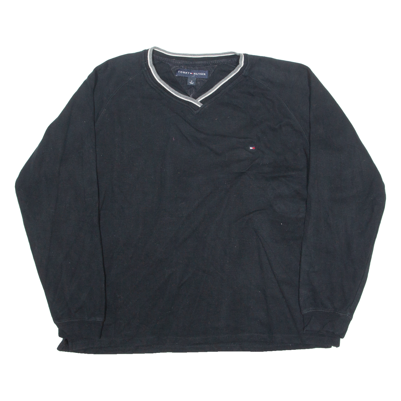 TOMMY HILFIGER Mens Jumper Black V-Neck Tight Knit M Refurbished - N/A refurbished available on Cerqular
