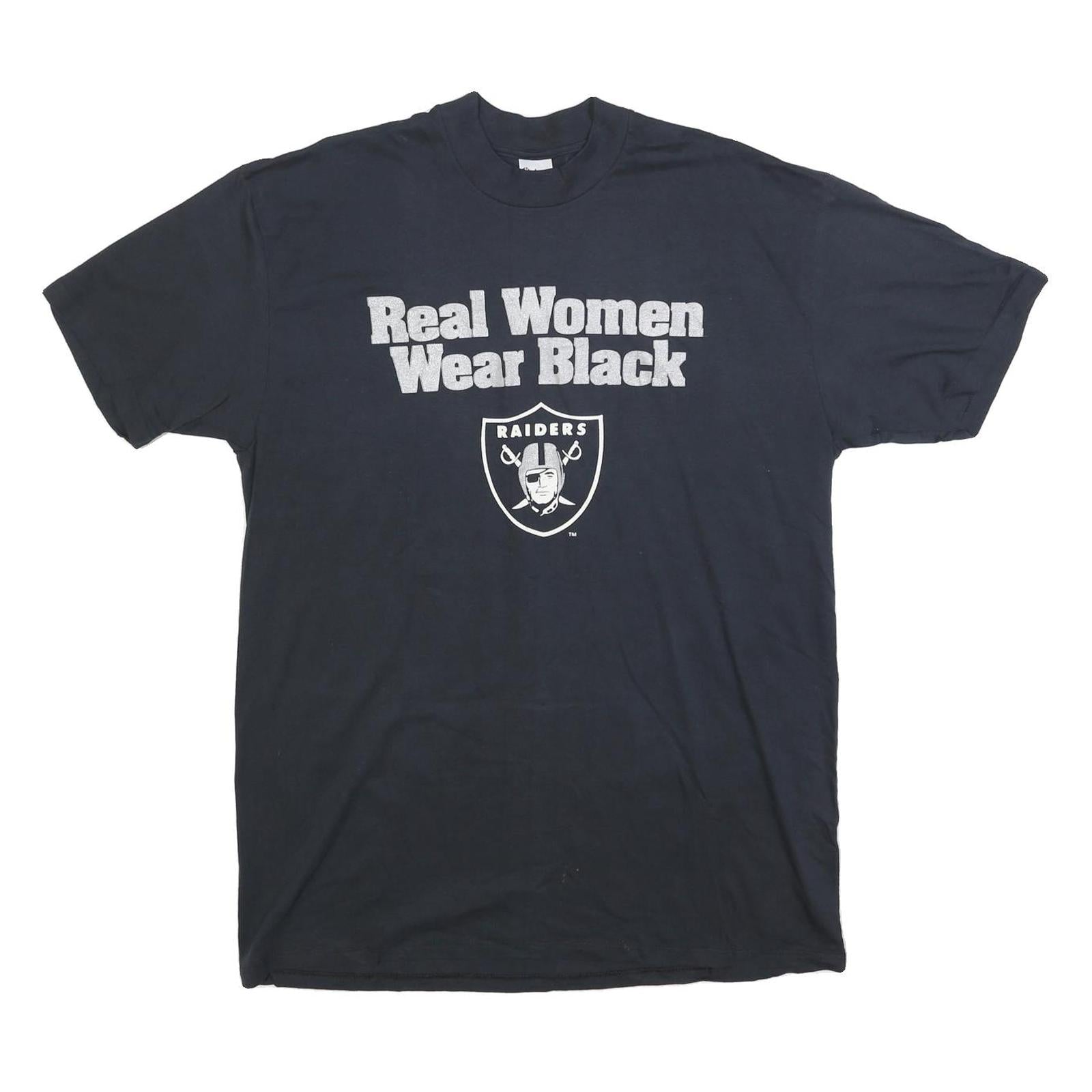 STEDMAN Mens Black Raiders Graphic T-Shirt XL Short Sleeve Crew Neck Cotton Refurbished - N/A refurbished available on Cerqular