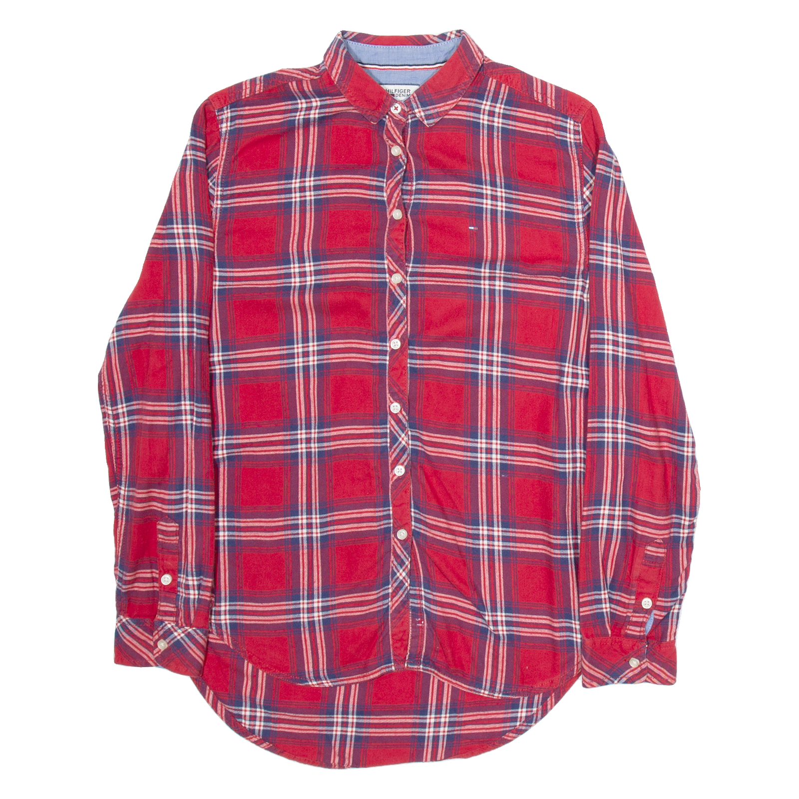 HILFIGER DENIM Womens Shirt Red Check Long Sleeve S Refurbished - N/A refurbished available on Cerqular
