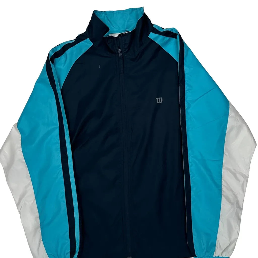 Wilson Jacket - Large Navy Polyester Refurbished - Thrifted (note: this is a term often used to describe second- refurbished available on Cerqular