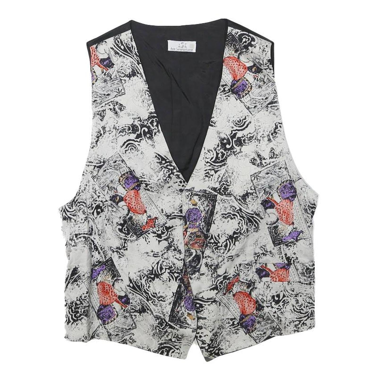 ANNE KRAMER Mens Black & White Abstract Print Button Jacket XS Polyester Blend Refurbished - N/A refurbished available on Cerqular