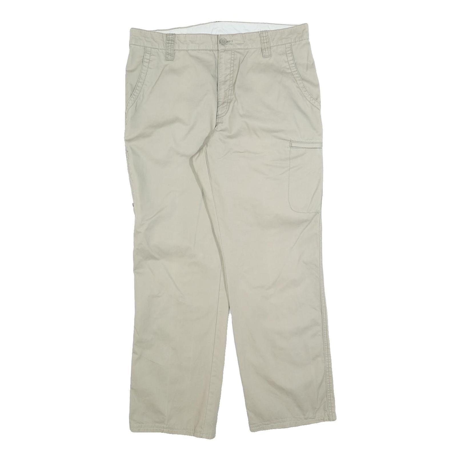 CASUAL STYLE Mens Cotton Blend Beige Regular Straight Trousers W34 L28 Casual Refurbished - N/A refurbished available on Cerqular