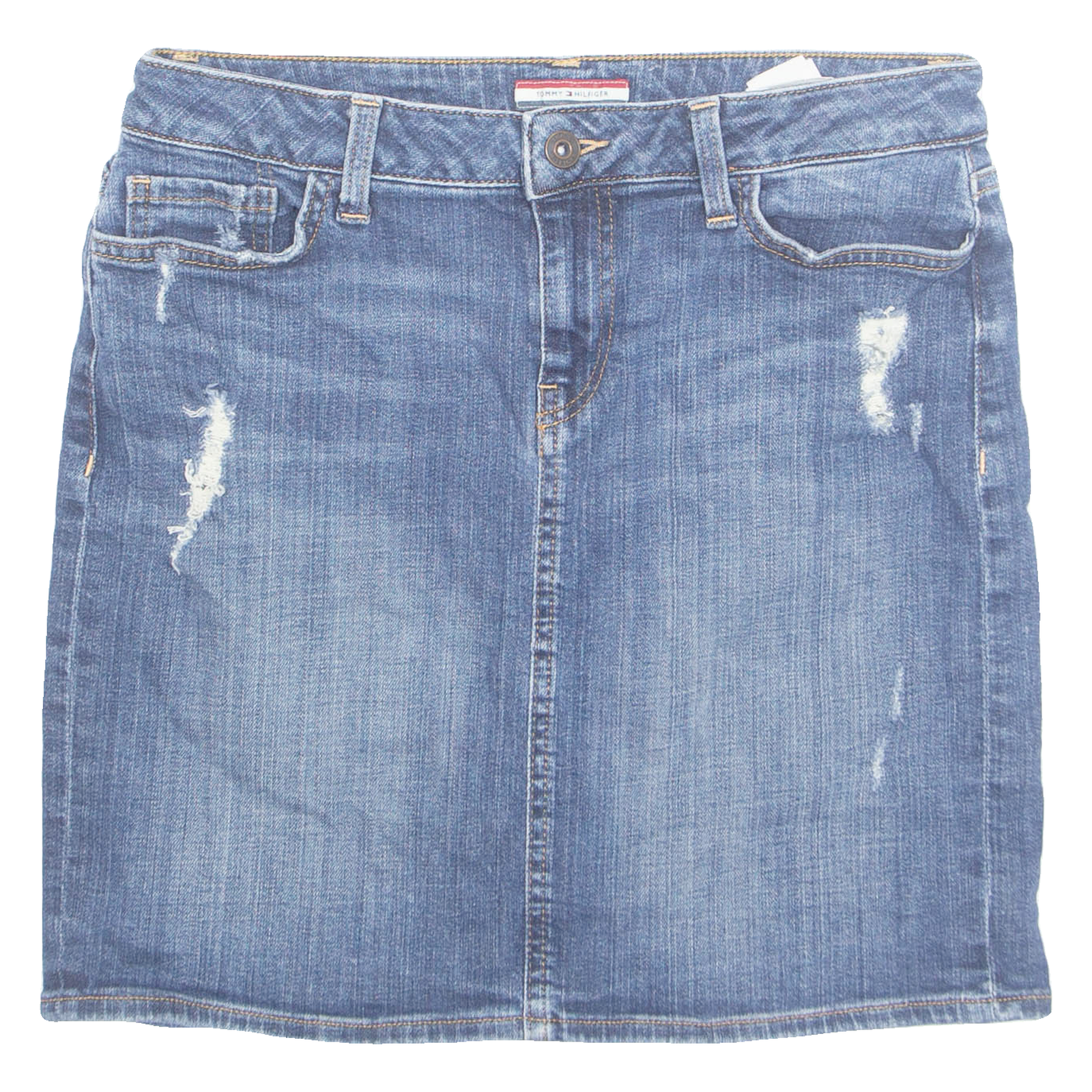 TOMMY HILFIGER Womens Straight Skirt Blue Short Denim UK 8 Refurbished - N/A refurbished available on Cerqular