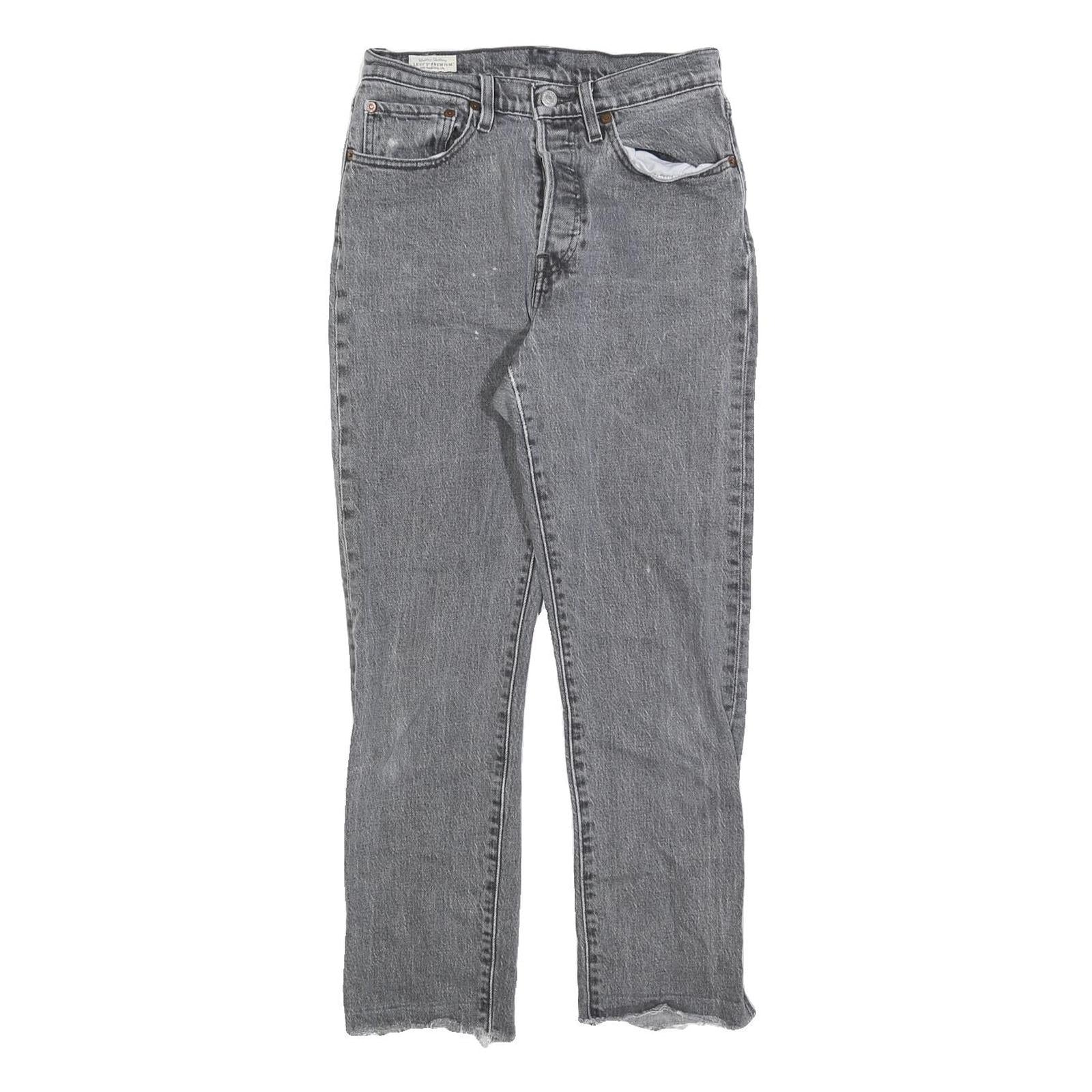 LEVI'S 501 BIG E Womens Jeans Grey Regular Straight Denim Medium W26 L25 Button Refurbished - N/A refurbished available on Cerqular