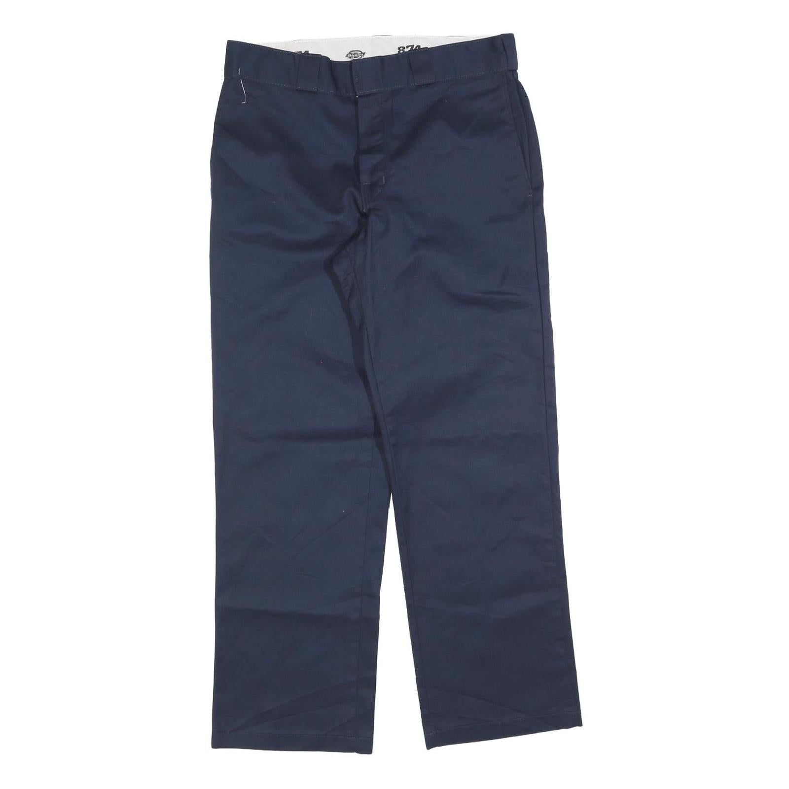 DICKIES Mens Cotton Blend Navy Regular Fit Straight Leg Trousers W32 L30 Refurbished - N/A refurbished available on Cerqular