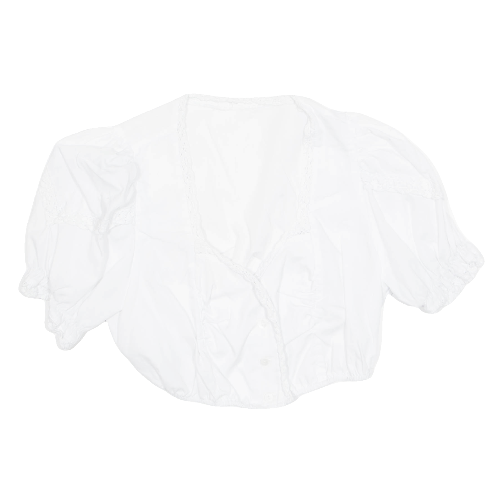 Cropped Womens Milkmaid Blouse White V-Neck Puff Sleeve S Refurbished - N/A refurbished available on Cerqular