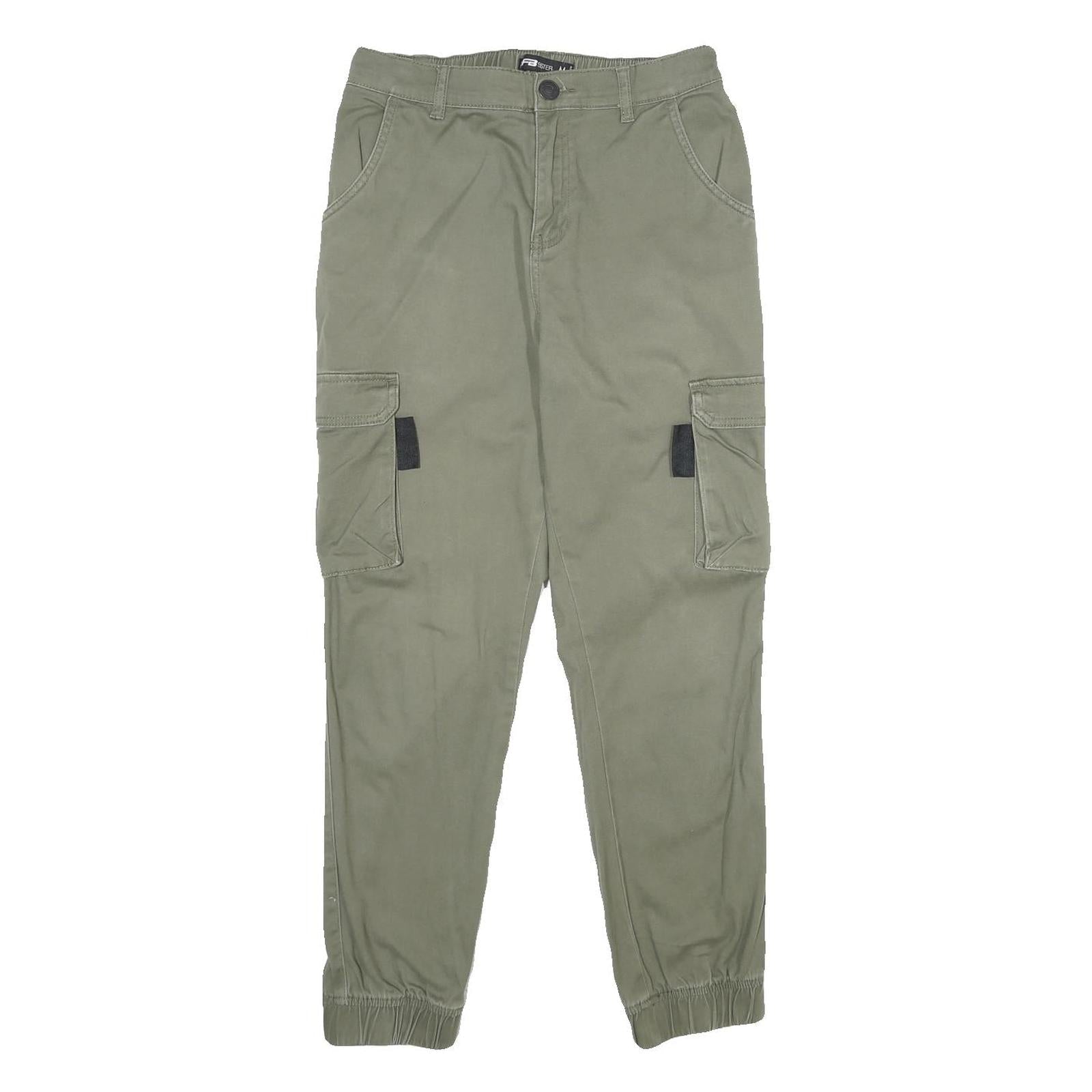 FBSISTER Womens Regular Cotton Blend Green Cargo Trousers W28 L28 Zip Pockets Refurbished - N/A refurbished available on Cerqular