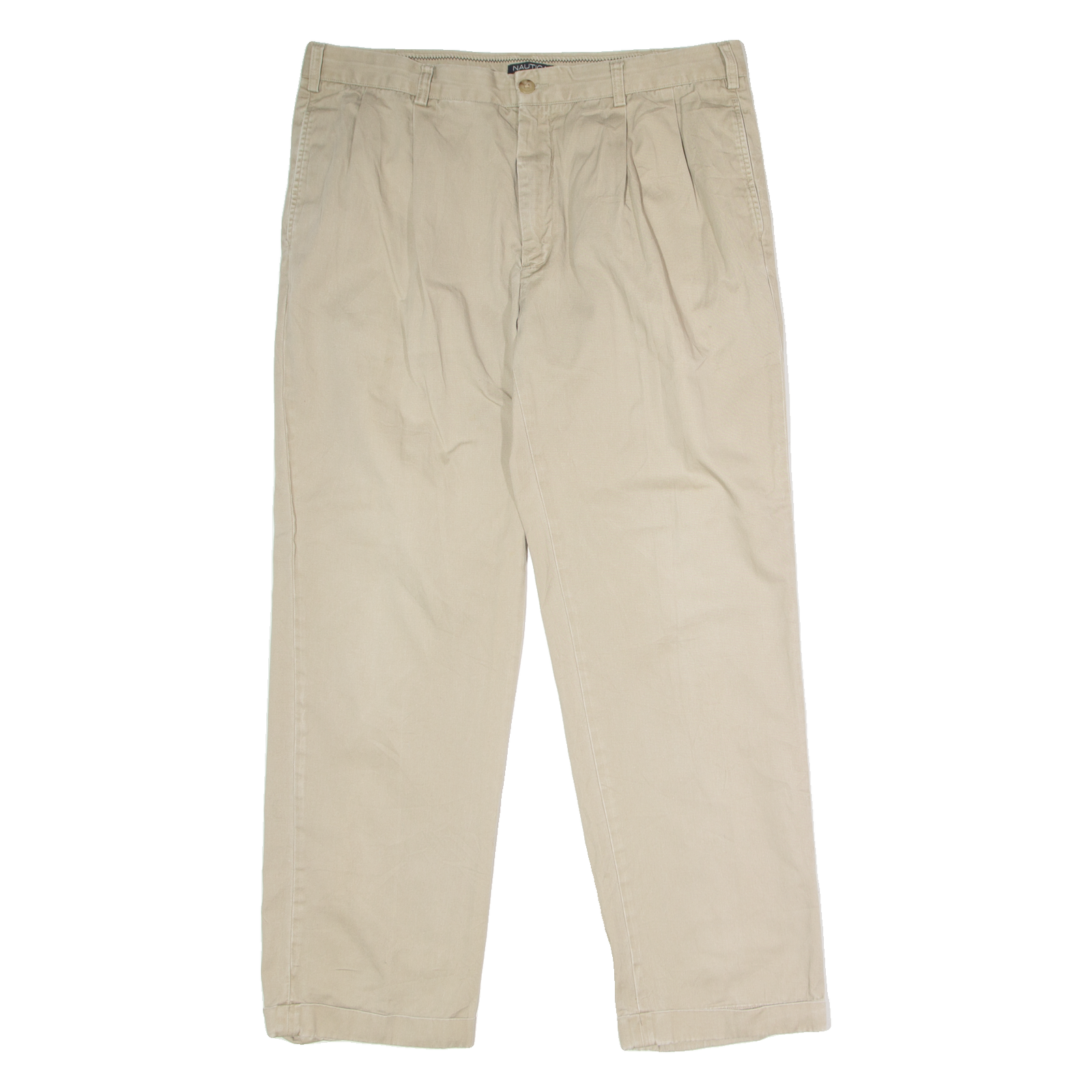 NAUTICA Chino Mens Twill Trousers Beige Regular Straight W38 L32 Refurbished - N/A refurbished available on Cerqular