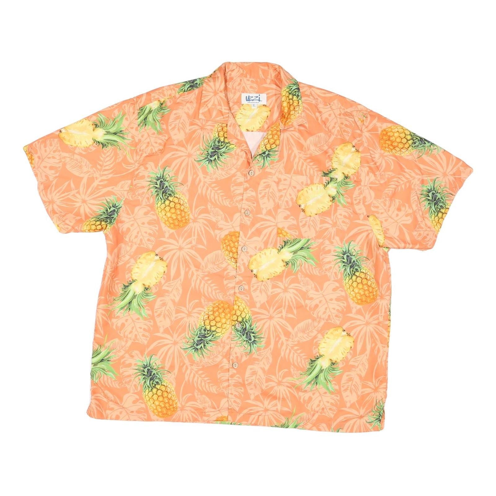 LAZZI Mens Orange & Yellow Pineapple Print Shirt XL Summer Short Sleeve Casual Refurbished - N/A refurbished available on Cerqular