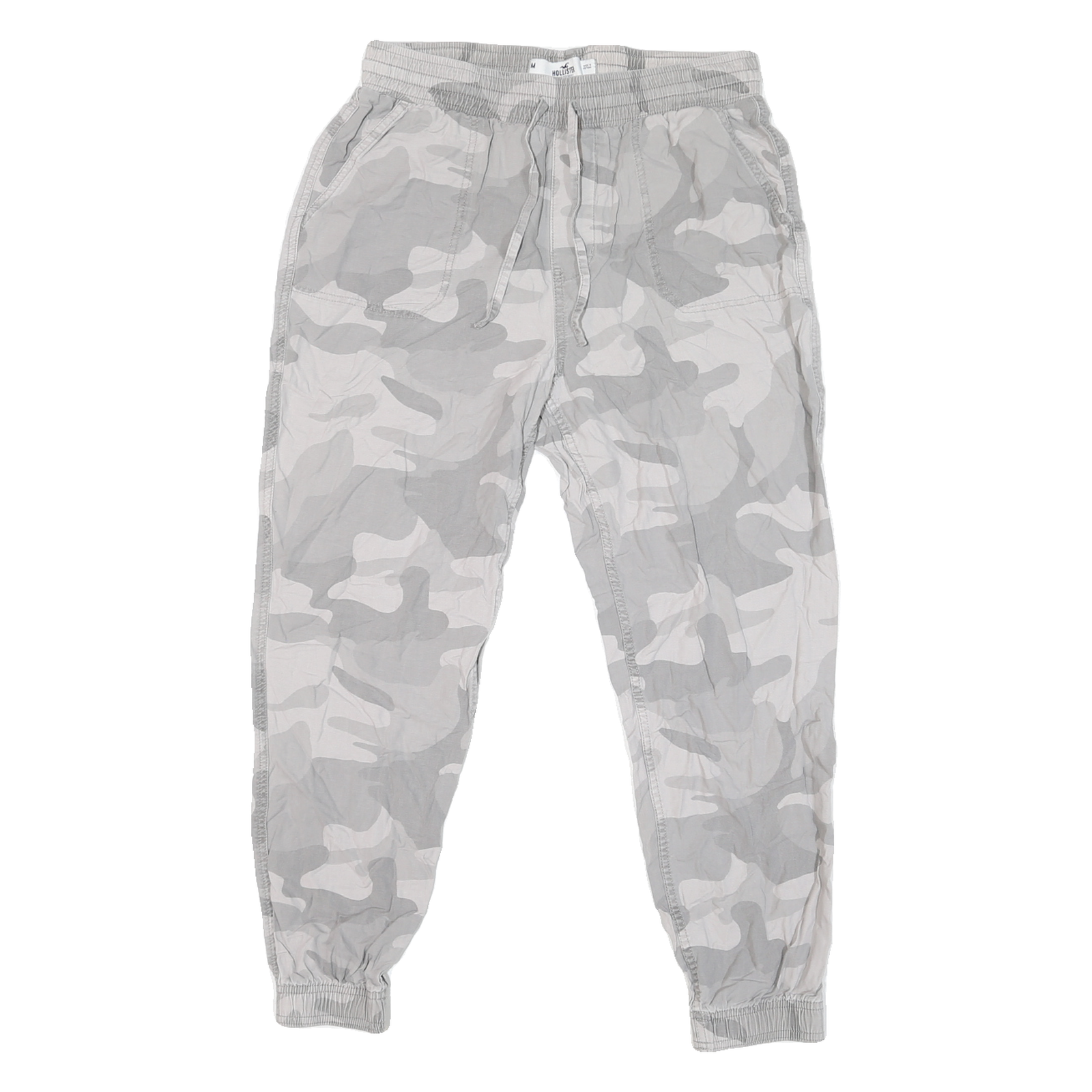 HOLLISTER Mens Relaxed Cotton Blend Grey Camouflage Drawstring Jogger Trousers Refurbished - N/A refurbished available on Cerqular