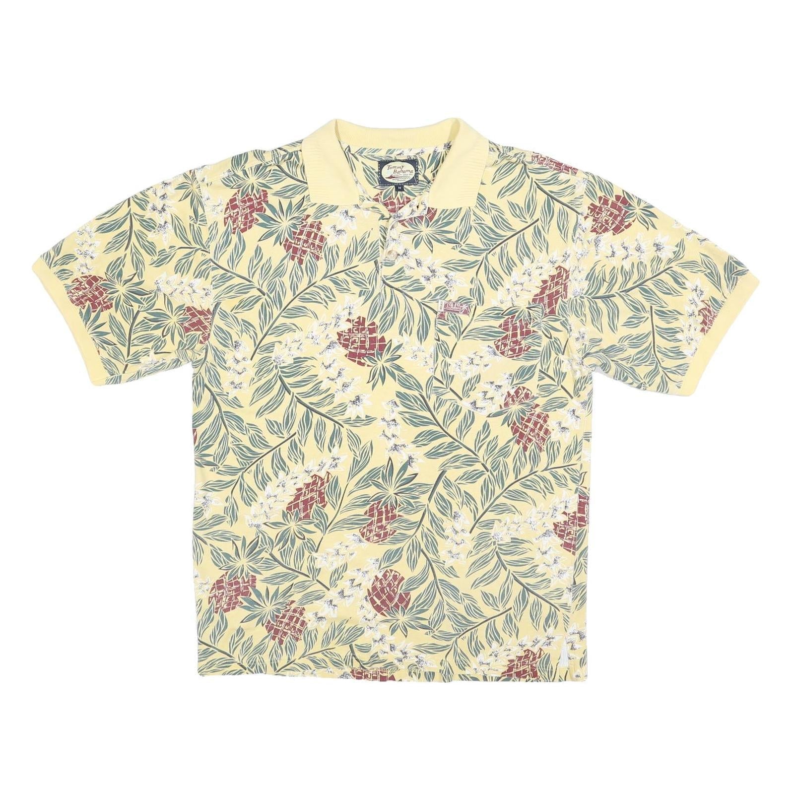 TOMMY BAHAMA Mens Yellow & Green Floral Short Sleeve Polo Shirt M Cotton Blend Refurbished - N/A refurbished available on Cerqular