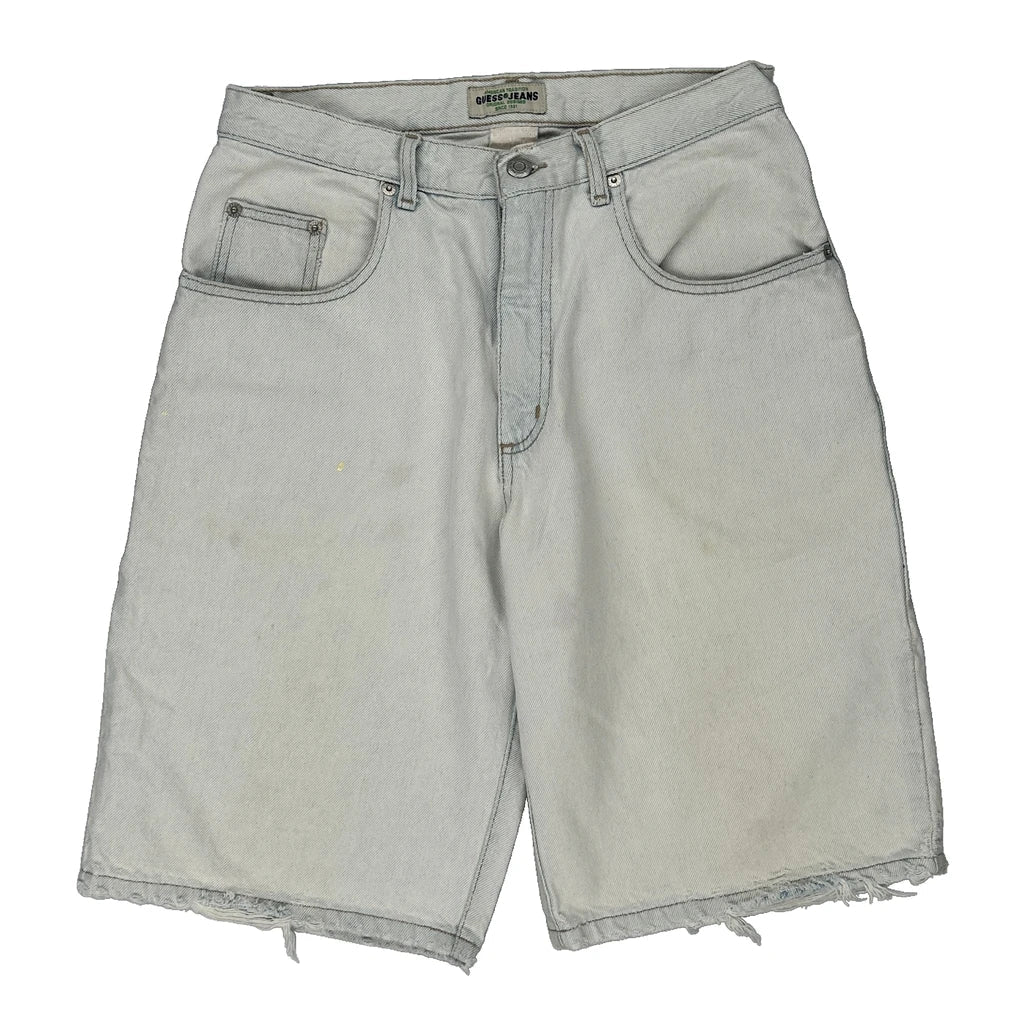 Guess Denim Shorts - 30W 11L Light Wash Cotton Refurbished - Thrifted (note: this is a term often used to describe second- refurbished available on Cerqular