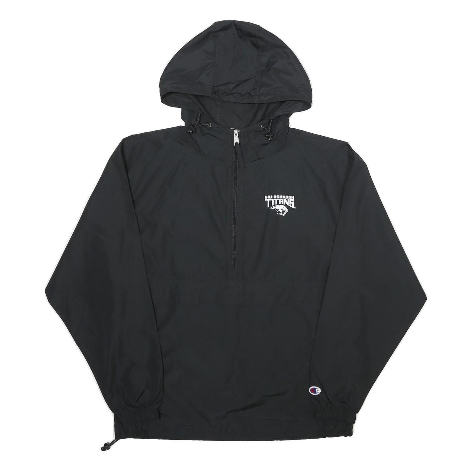 CHAMPION Mens Black S Hooded Jacket Polyester Plain Lightweight S Refurbished - N/A refurbished available on Cerqular