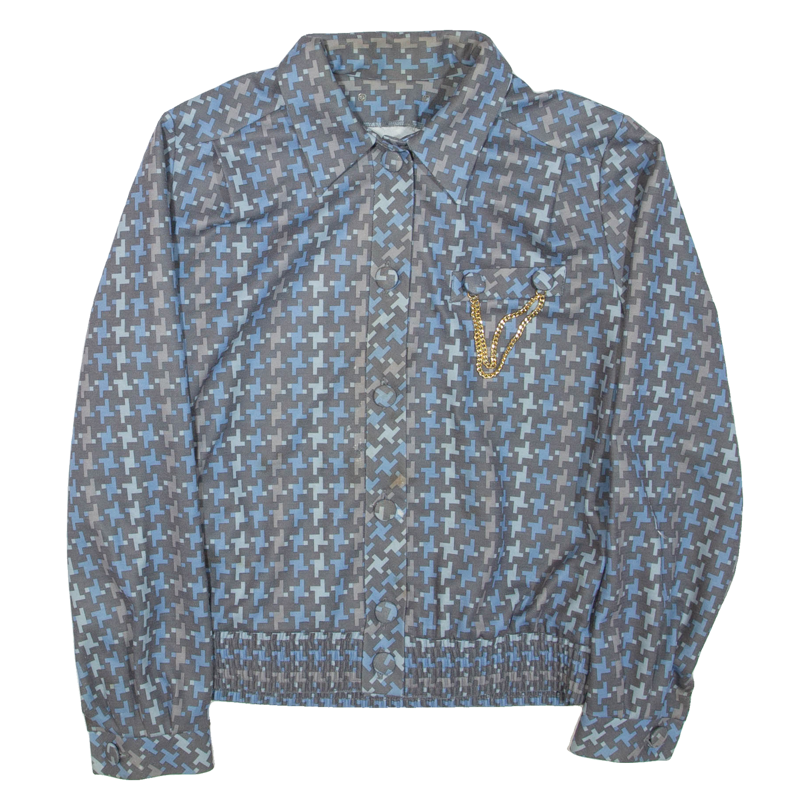 Womens Blazer Jacket Blue Geometric L Refurbished - N/A refurbished available on Cerqular