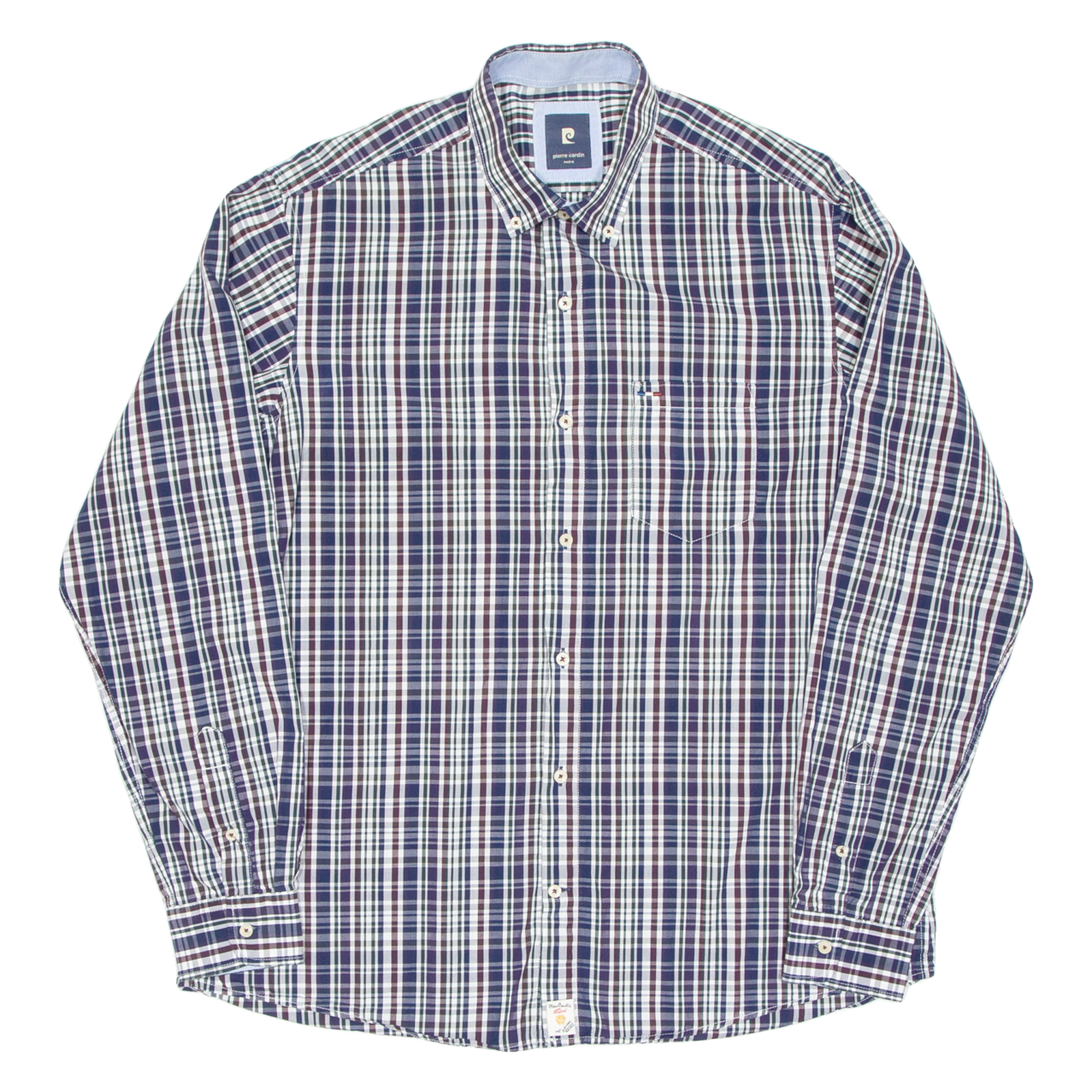 PIERRE CARDIN Mens Shirt Blue Check Long Sleeve L Refurbished - N/A refurbished available on Cerqular