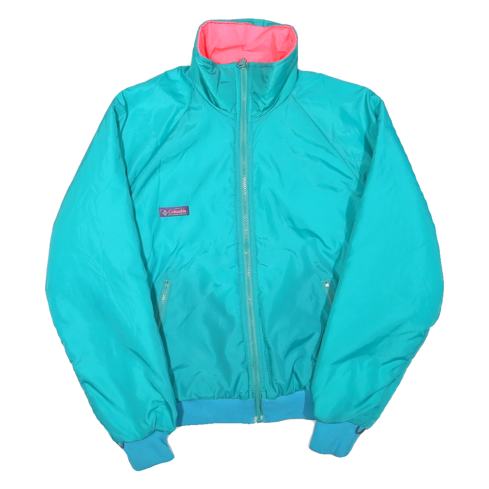 COLUMBIA Womens Blue & Pink Jacket M Polyester Blend Plain Zip Comfortable Refurbished - N/A refurbished available on Cerqular