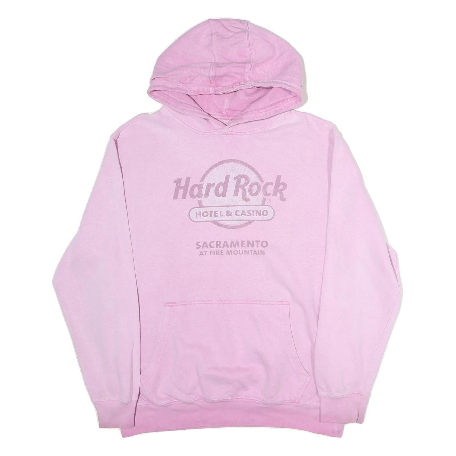 HARD ROCK CAFE Womens Pink Hoodie L Cotton Pullover Sacramento Print Casual Refurbished - N/A refurbished available on Cerqular