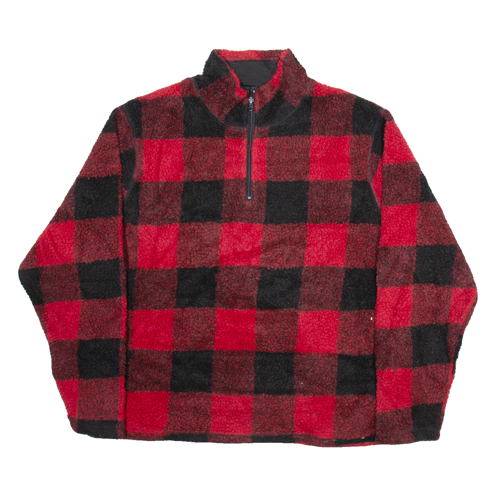 WRANGLER Mens Patterned Jumper Red Check 1/4 Zip Tight Knit L Refurbished - N/A refurbished available on Cerqular