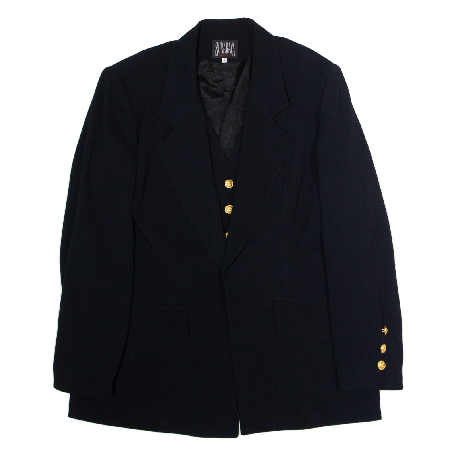SURABAYA Mens Blazer Jacket Black 90s S Refurbished - N/A refurbished available on Cerqular