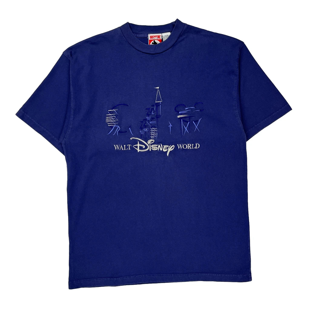 Walt Disney World Mickey Inc Graphic T-Shirt - XL Blue Cotton Refurbished - Thrifted (note: this is a term often used to describe second- refurbished available on Cerqular