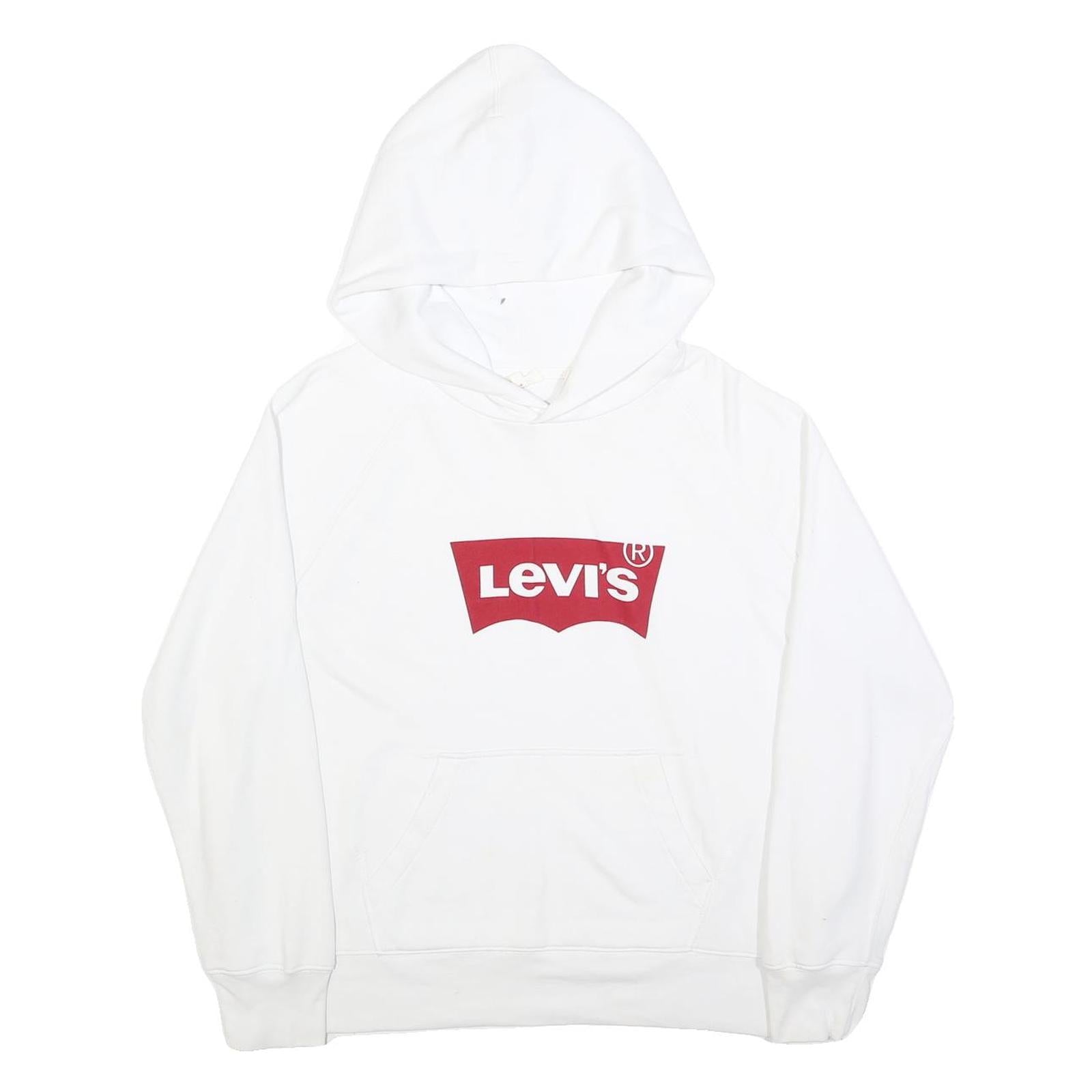 LEVI'S Womens White Hoodie L Cotton Blend Classic Logo Pullover Casual Refurbished - N/A refurbished available on Cerqular