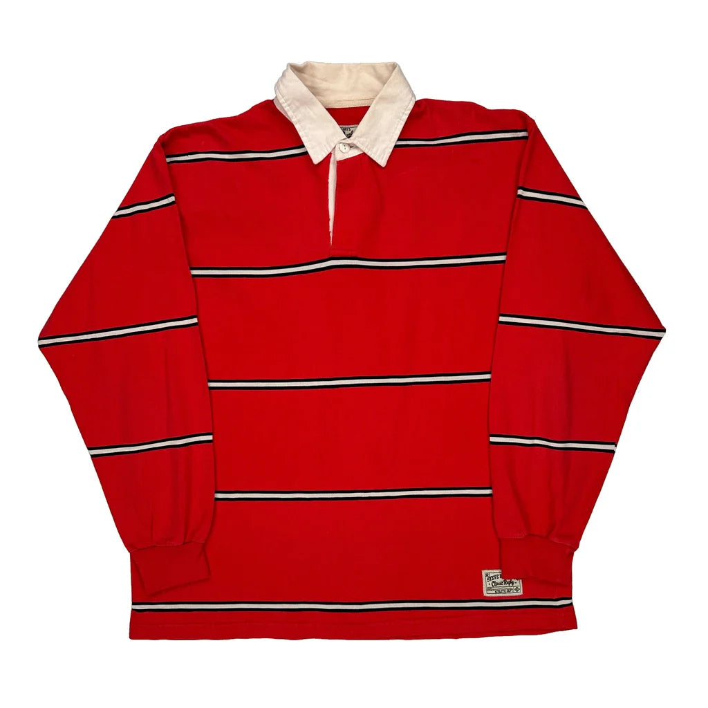 Steve And Barrys Striped Rugby Shirt - XL White Cotton Refurbished - Thrifted (note: this is a term often used to describe second- refurbished available on Cerqular