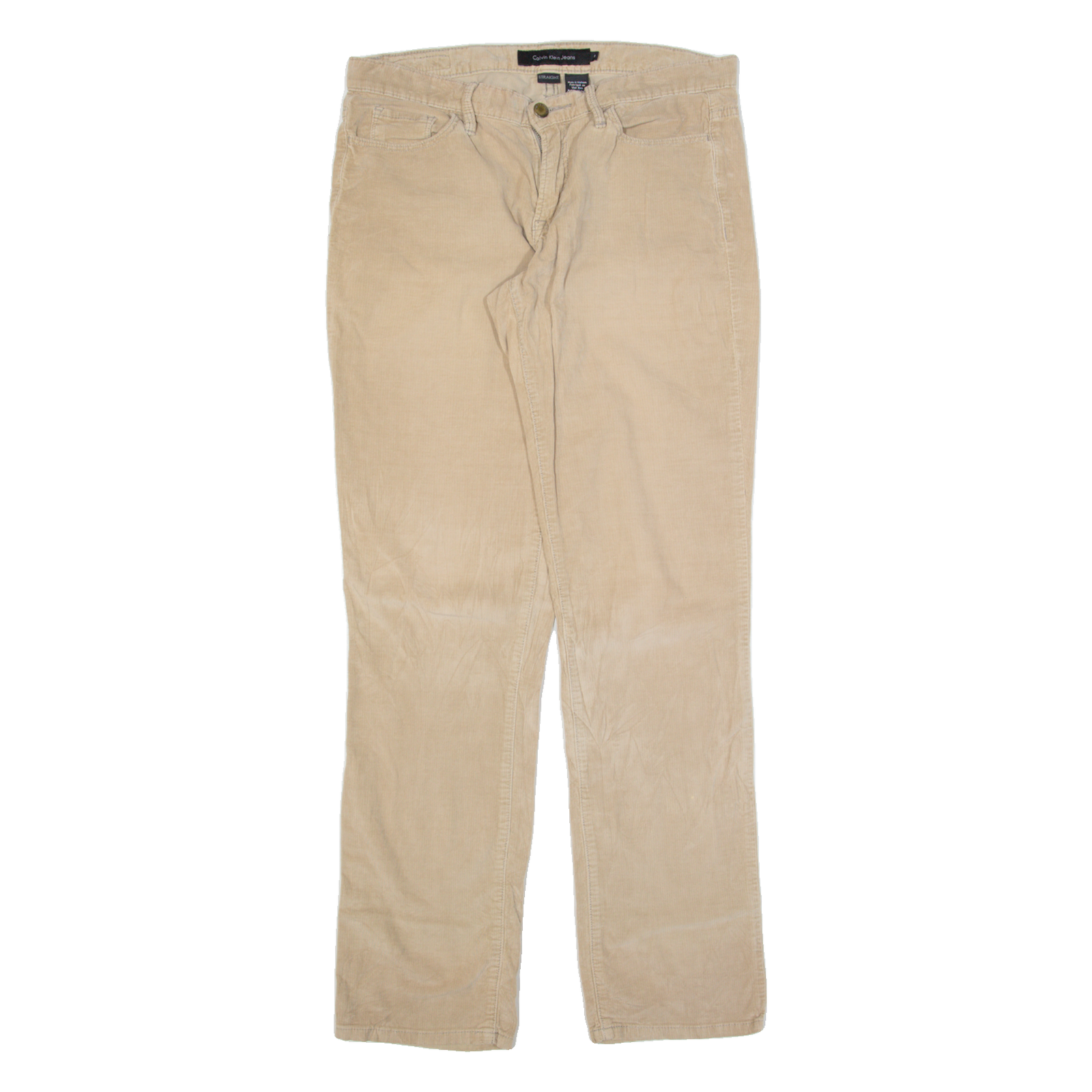 CALVIN KLEIN JEANS Womens Corduroy Trousers Beige Regular Straight W32 L32 Refurbished - N/A refurbished available on Cerqular