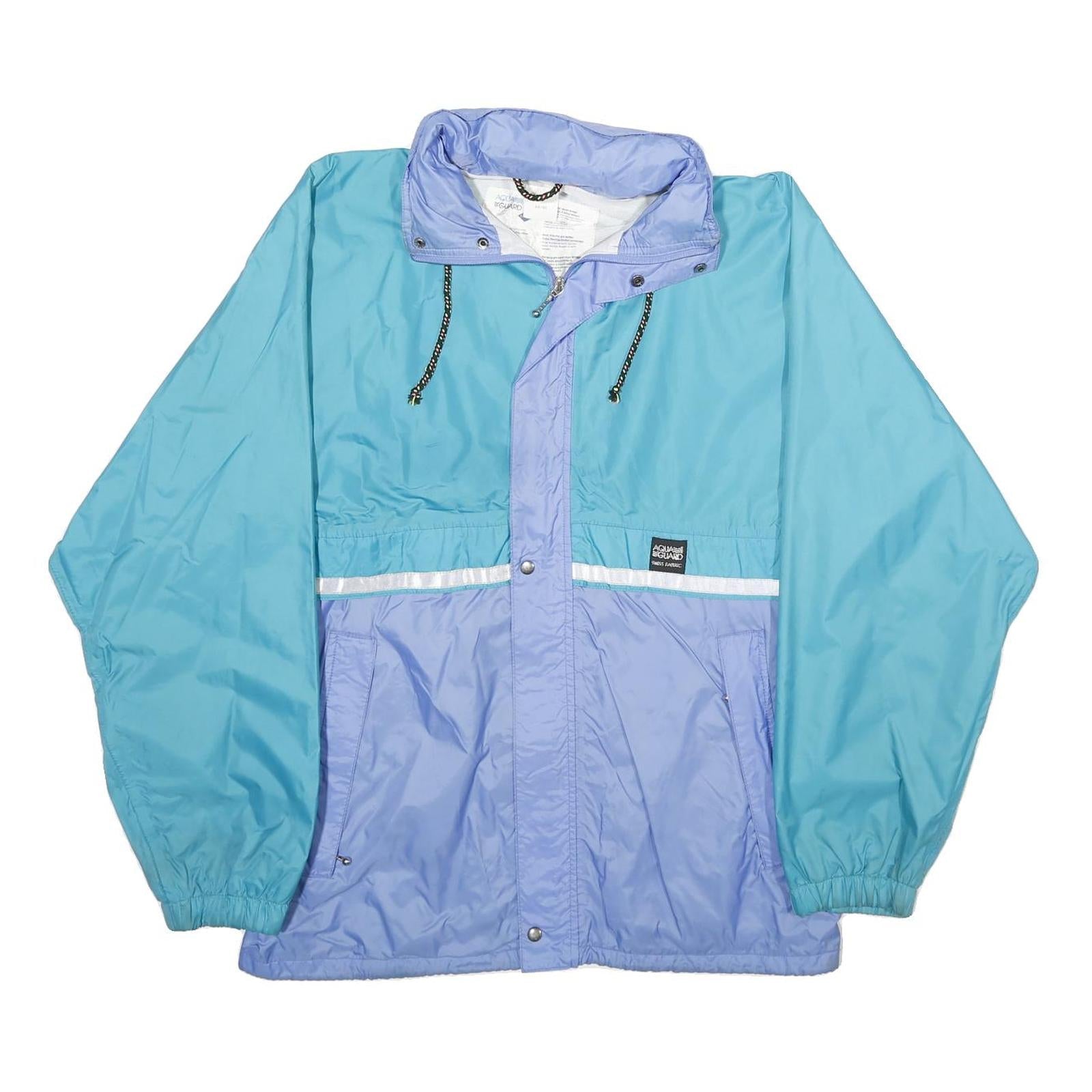 AQUA GUARD Mens Blue & Lilac Waterproof Jacket L Polyamide Blend Plain Refurbished - N/A refurbished available on Cerqular