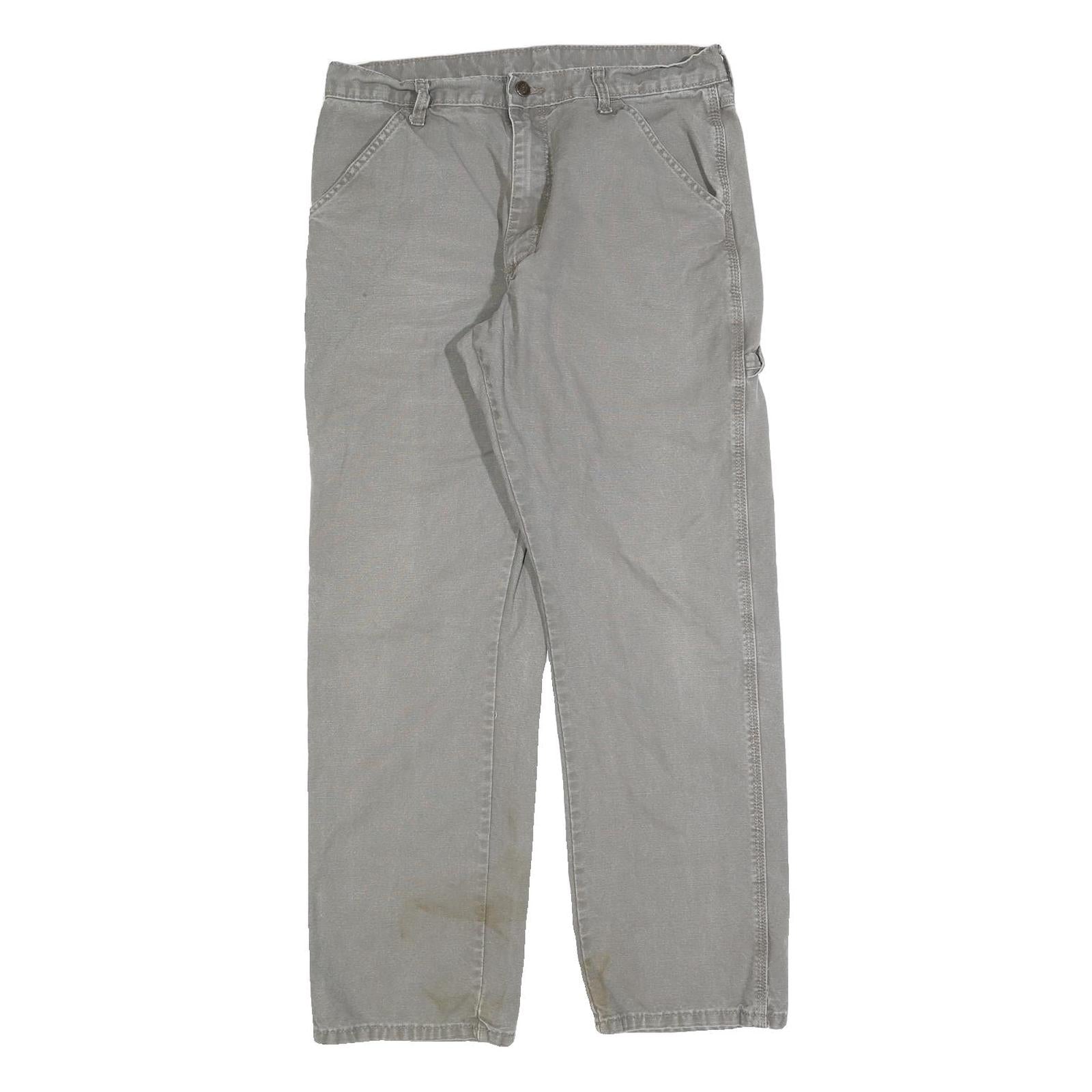 DICKIES Mens Cotton Blend Grey Regular Straight Trousers W32 L30 Workwear Casual Refurbished - N/A refurbished available on Cerqular